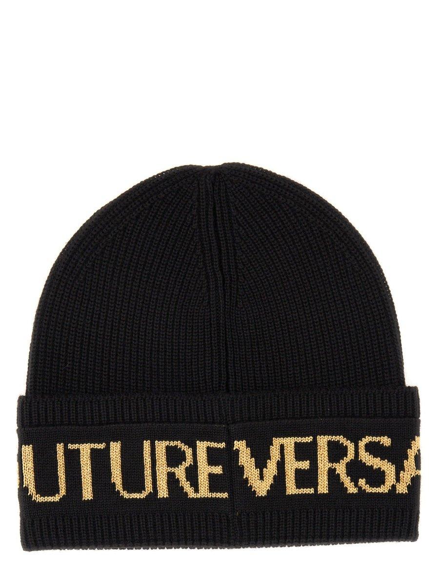 VERSACE JEANS COUTURE LOGO INTARSIA-KNIT BEANIE VERSACE JEANS COUTURE