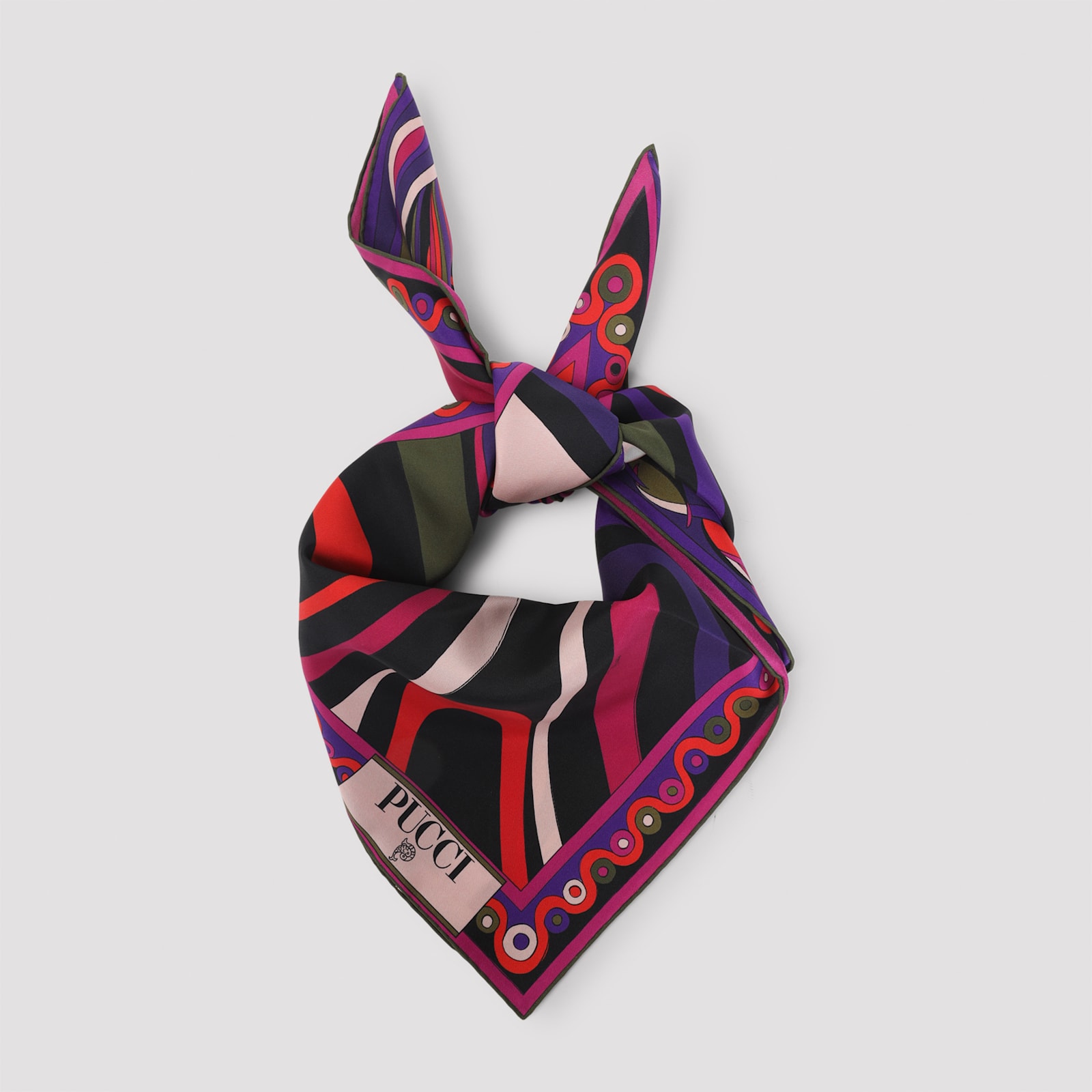 Pucci Silk Twill Scarf Bold Print In Red
