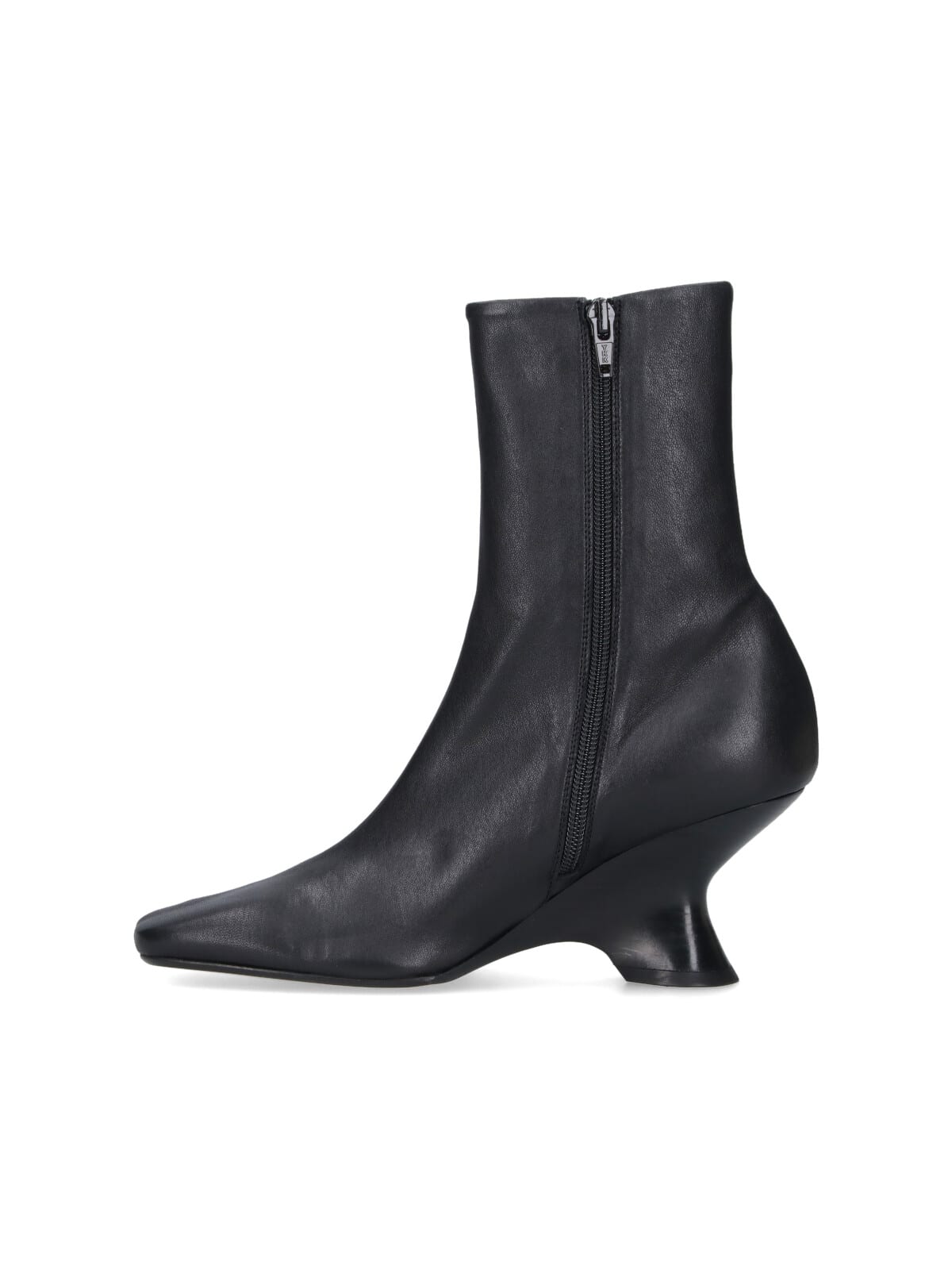 Dries Van Noten Pointed Toe Ankle Boots With Sculptural Heel In Black
