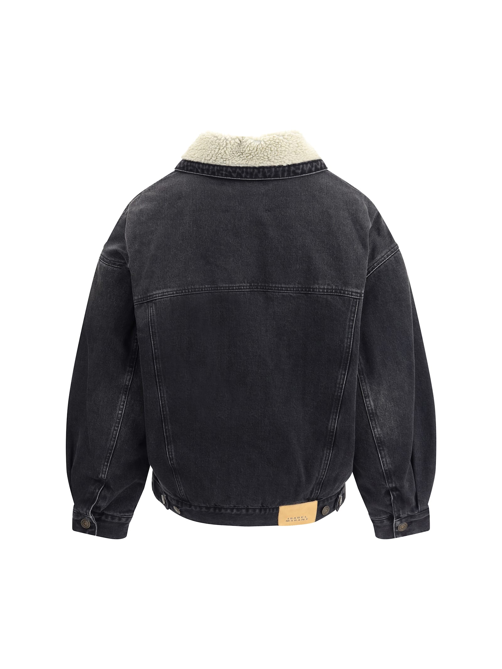 Isabel Marant Pimia Jacket In Denim And Faux Fur In Blue