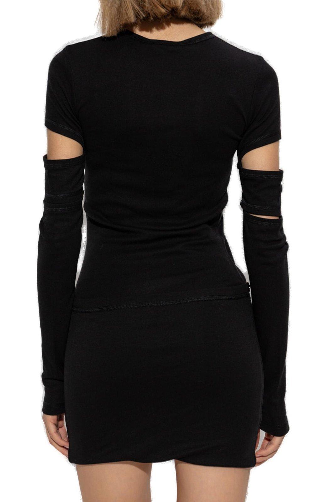 Helmut Lang Slashed Mini Dress Cut-out Sleeves In Black