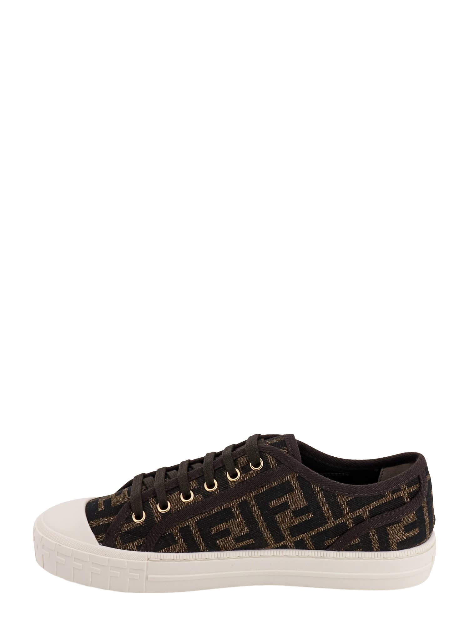 Shop Fendi Domino Sneakers In Brown