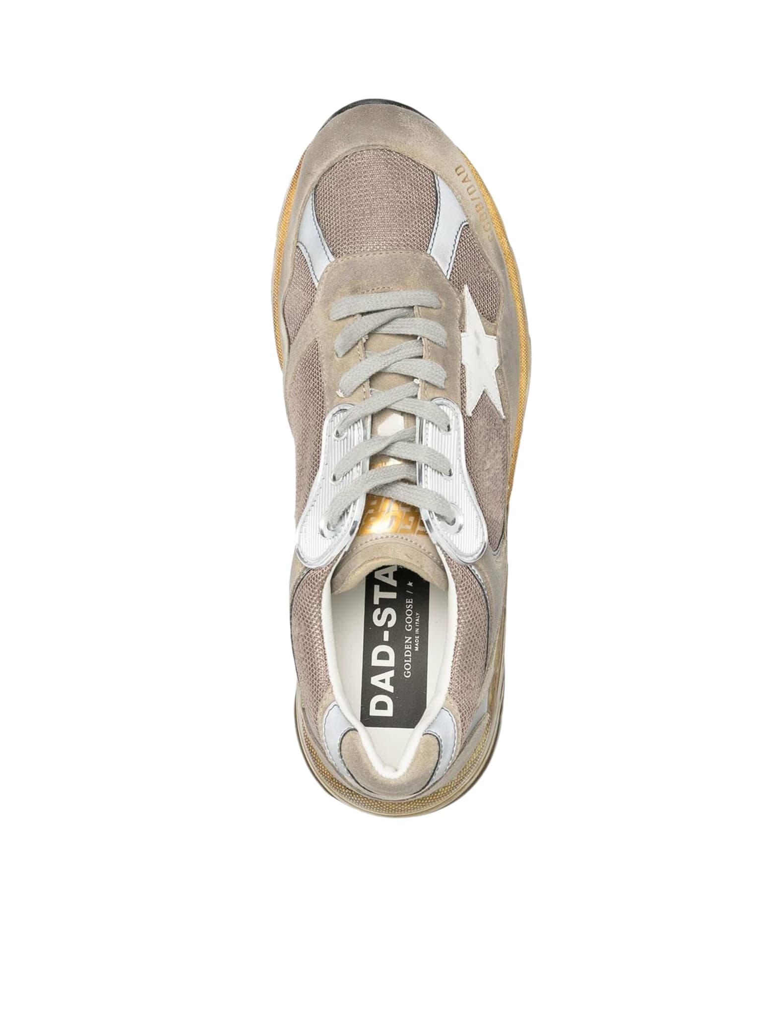 Shop Golden Goose Gray Leather Blend Running Sneakers In Taupe Silver White