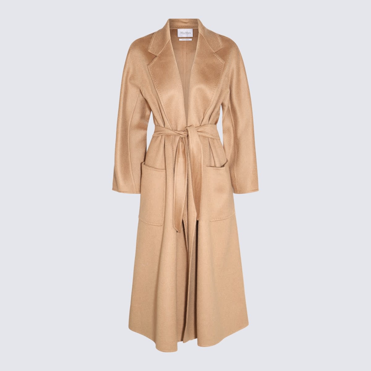 Max Mara Labbro Belted Cashmere Coat In Gold