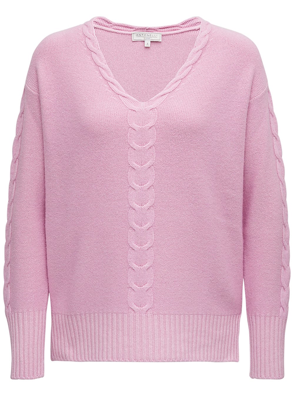 Antonelli Pink Wool Blend Sweater With Braided Front Detail