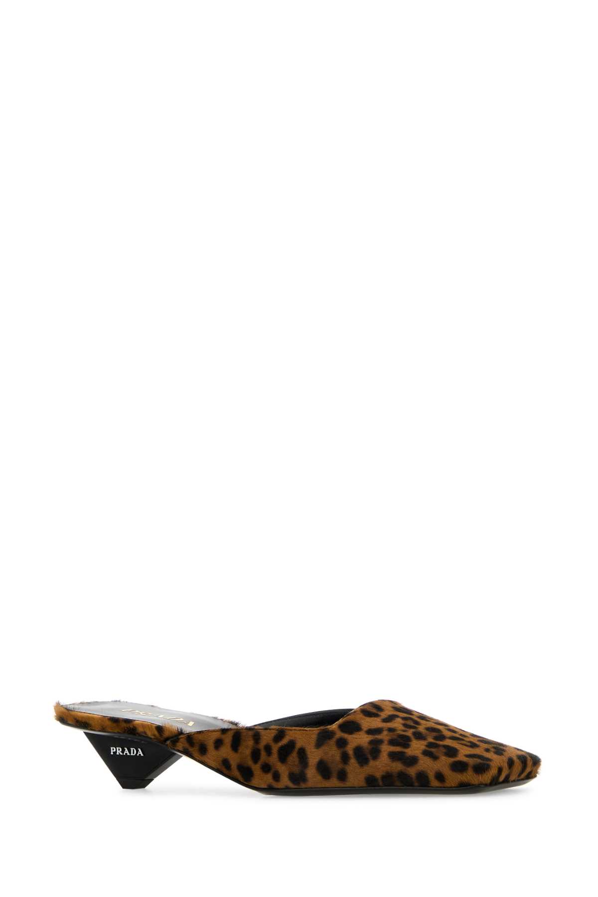 Shop Prada Printed Calf Hair Mules In Miele