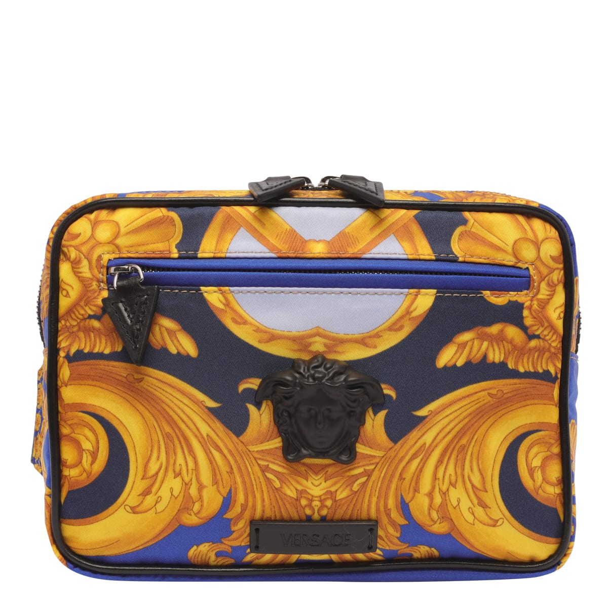 Versace Barocco Medusa Belt Bag In Blue