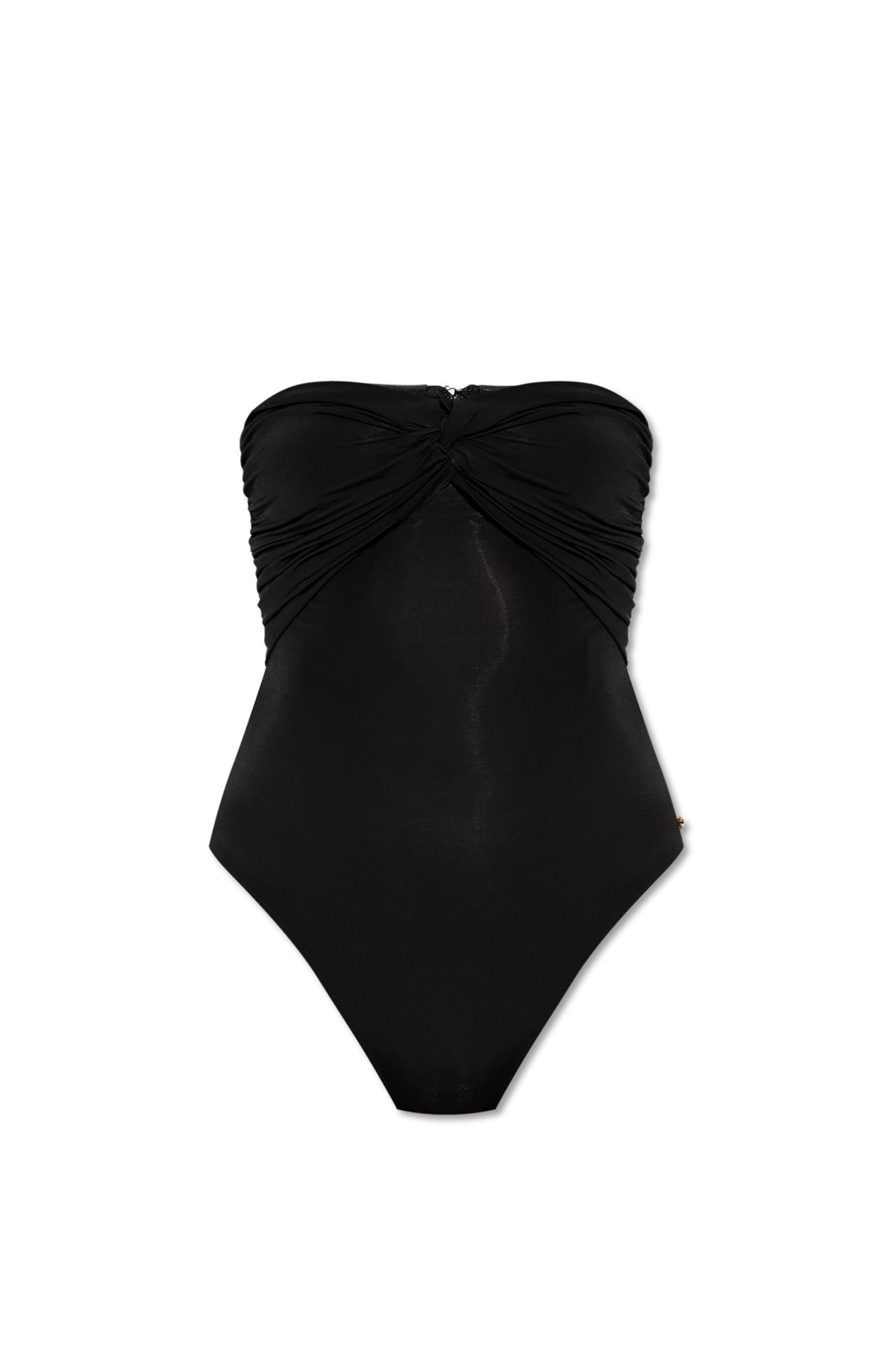 Shop Anine Bing Bodysuit With Ruching In Black