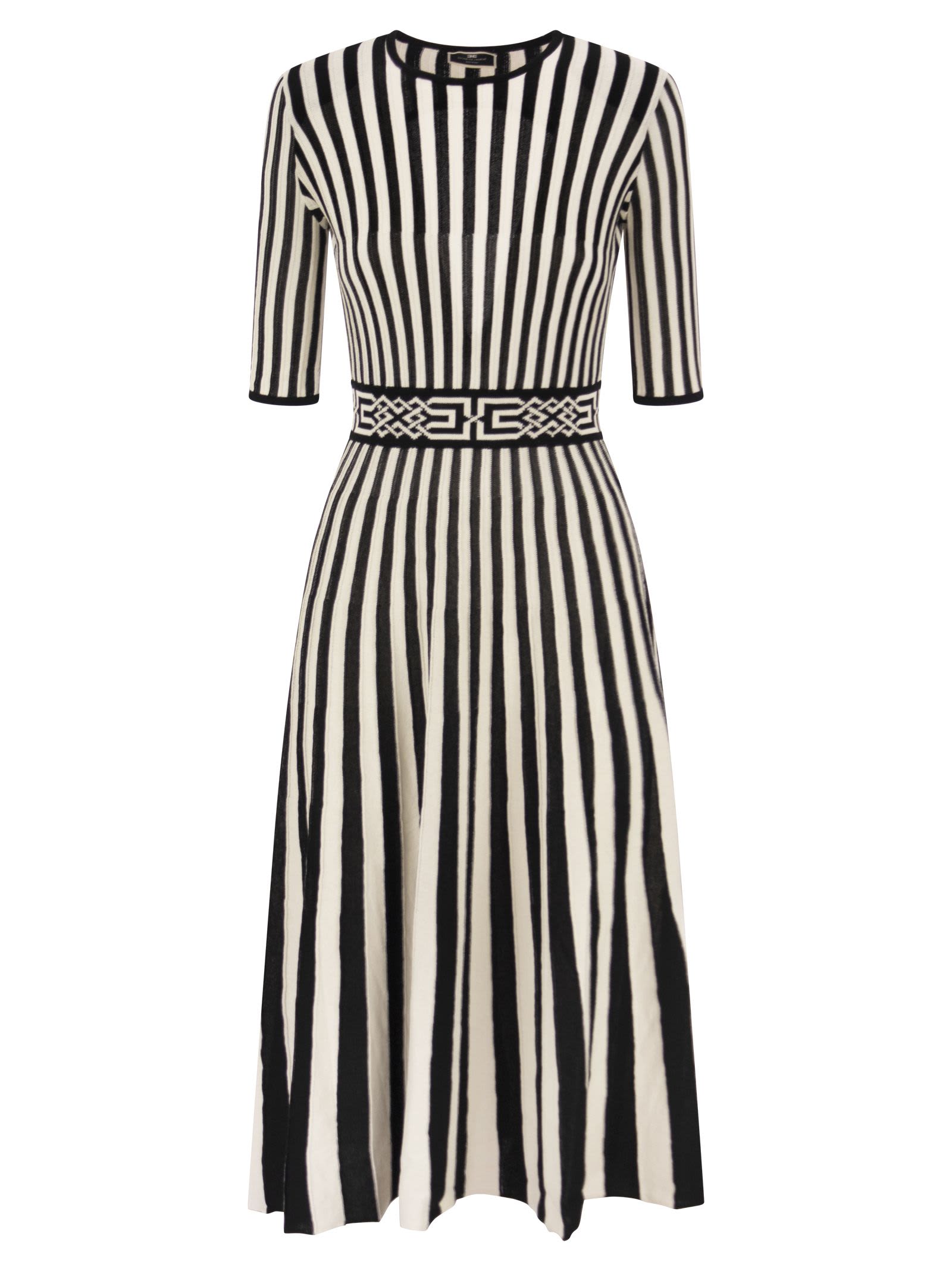Midi Dress With Two-tone Pleated Skirt