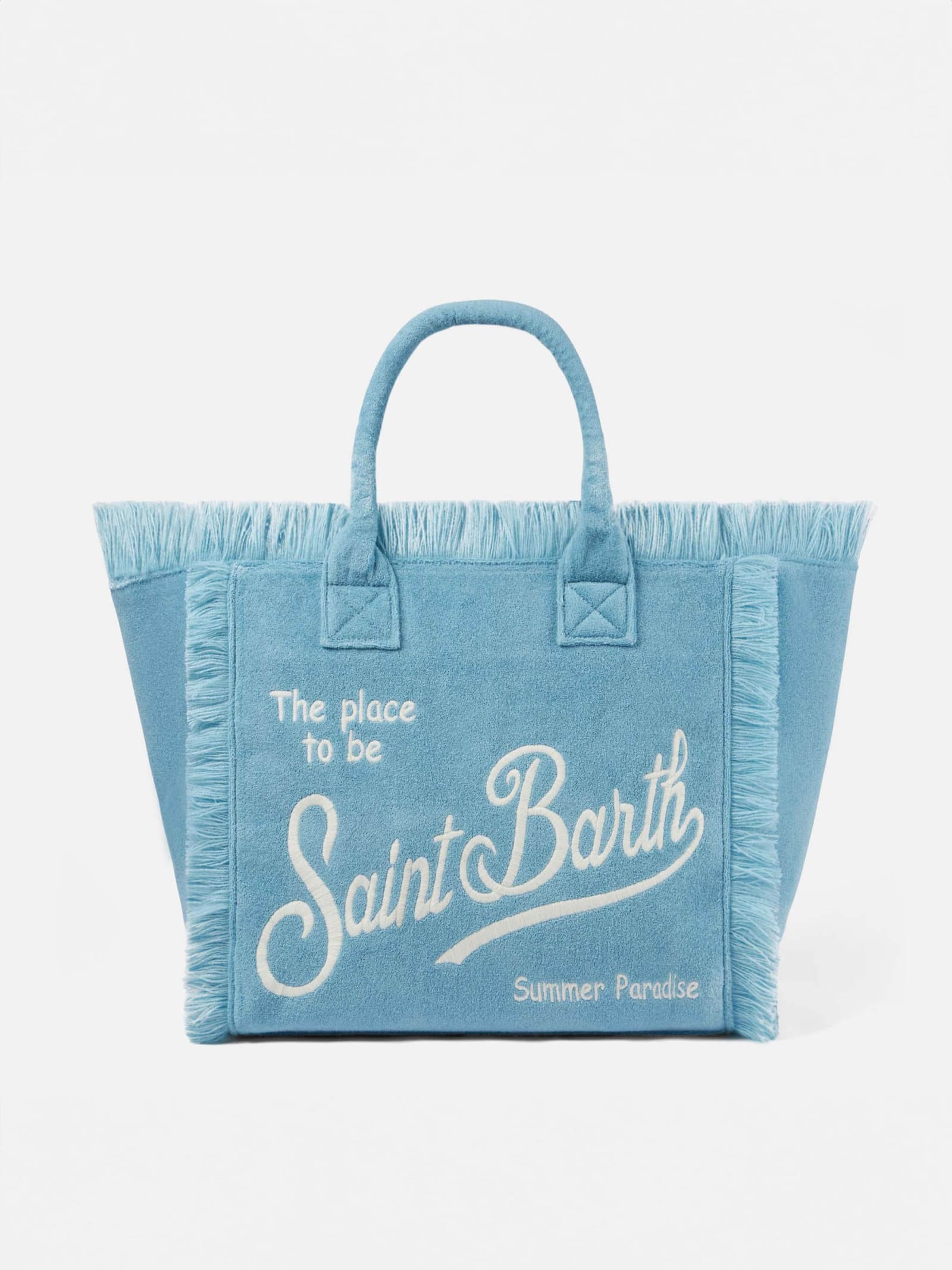 Mc2 Saint Barth Vanity Light Blue Terry Shoulder Bag In Sky