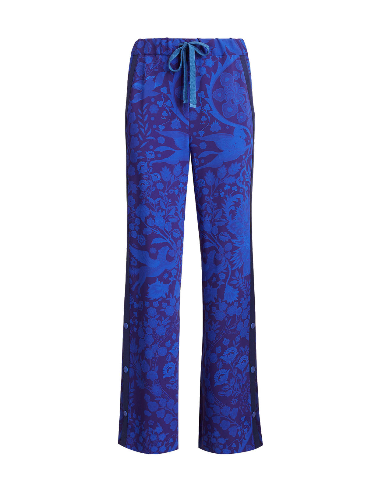 Etro Woman Blue Palazzo Trousers With Buttons And All-over Print
