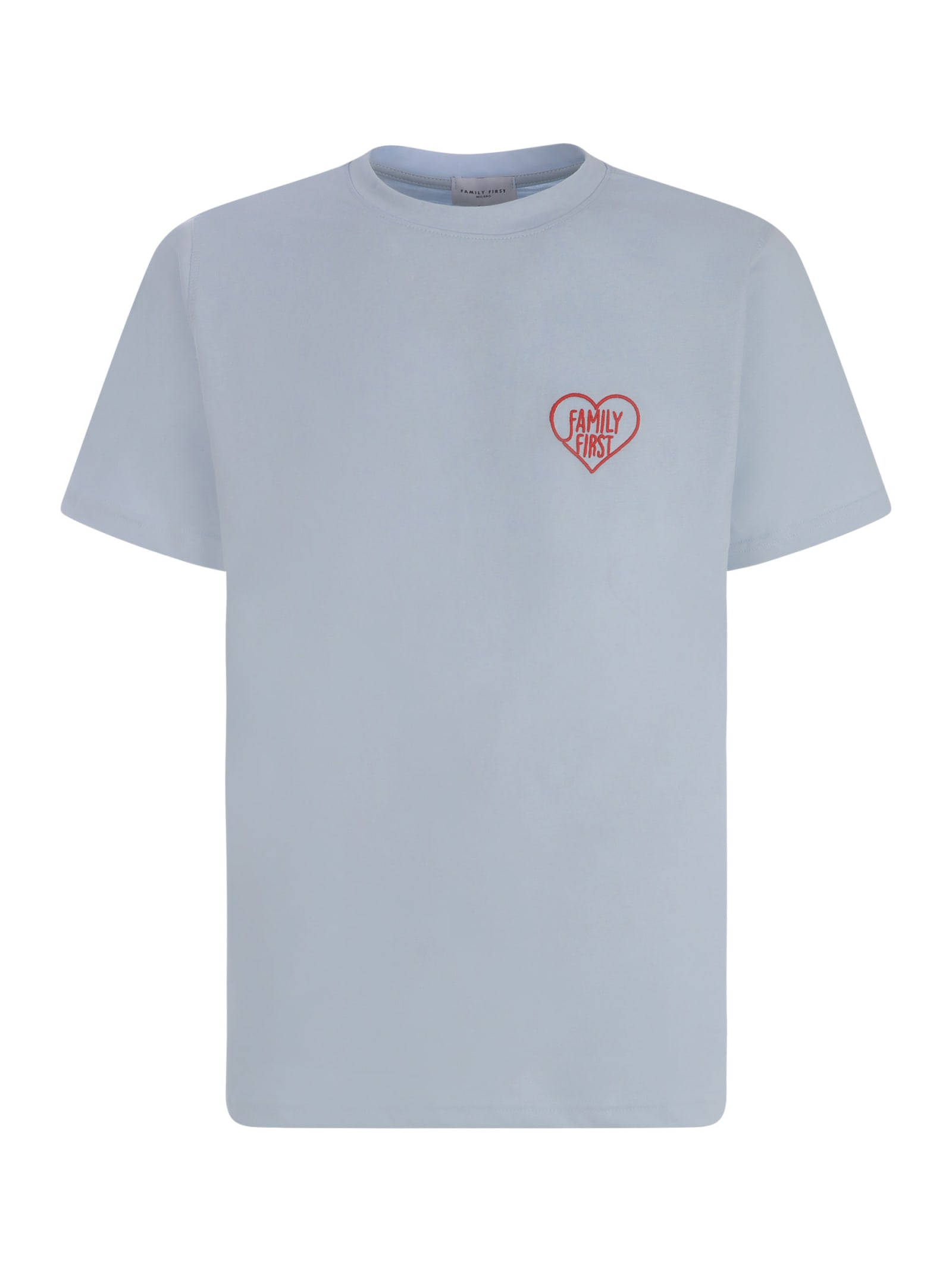 Family First Milano T-shirt Family First Heart In Cotton In Celeste