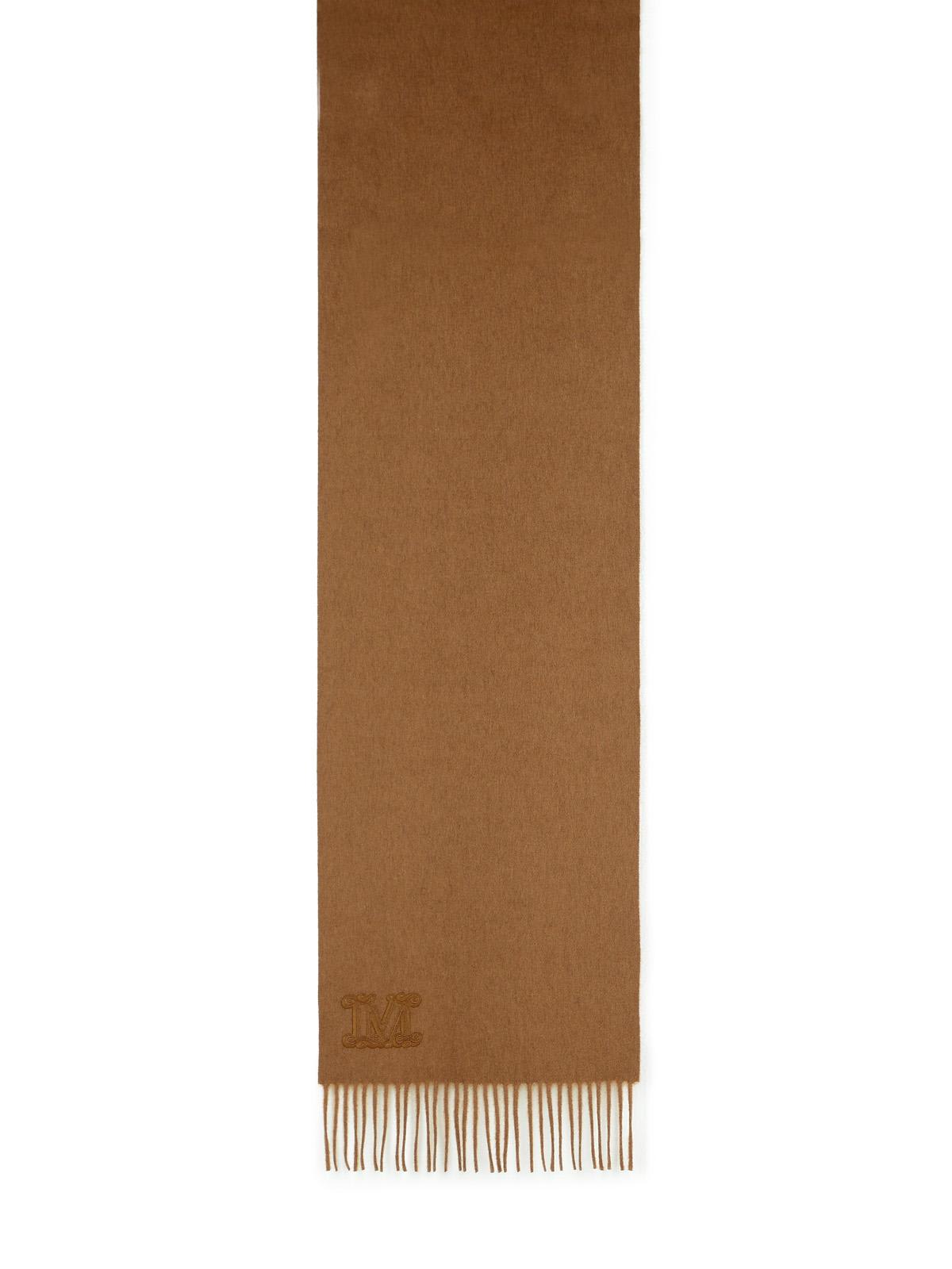 Max Mara Wsdalia Cashmere Stole With Brown Monogram Embroidery In Brown