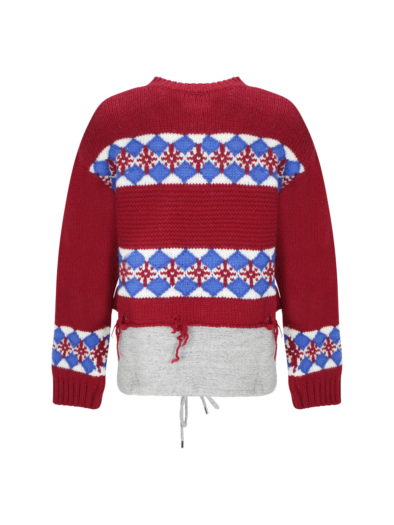 Dsquared2 Jacquard Hybrid Canadian Sweater With Distressed Detail In 961
