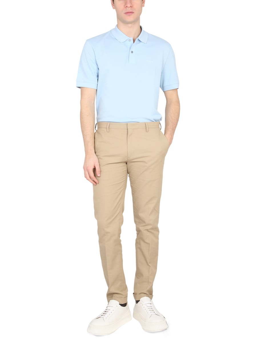 Shop Hugo Boss Polo With Logo Embroidery In Azure