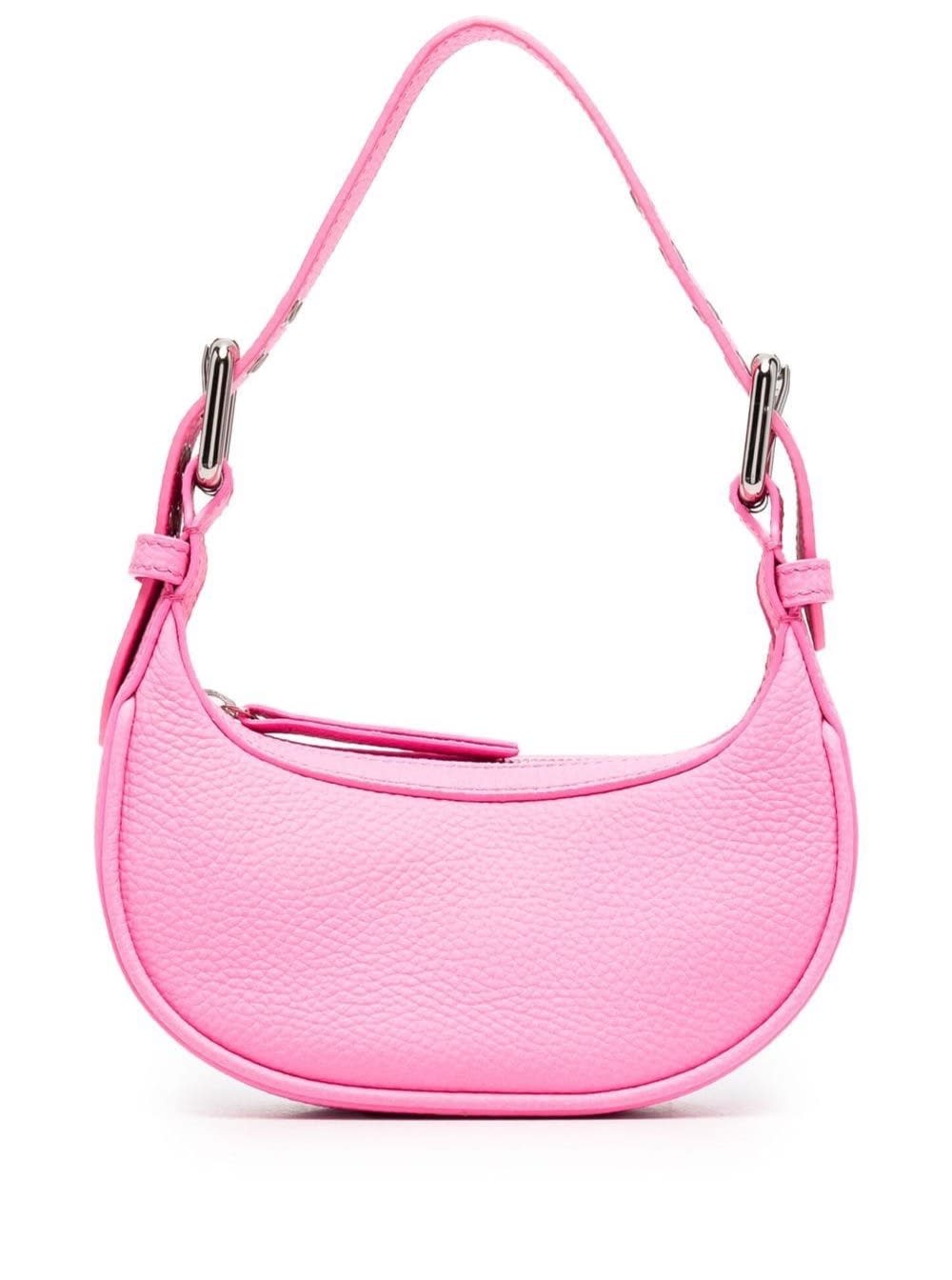 By Far Womans Mini Soho Pink Crocodile Printed Leather Handbag