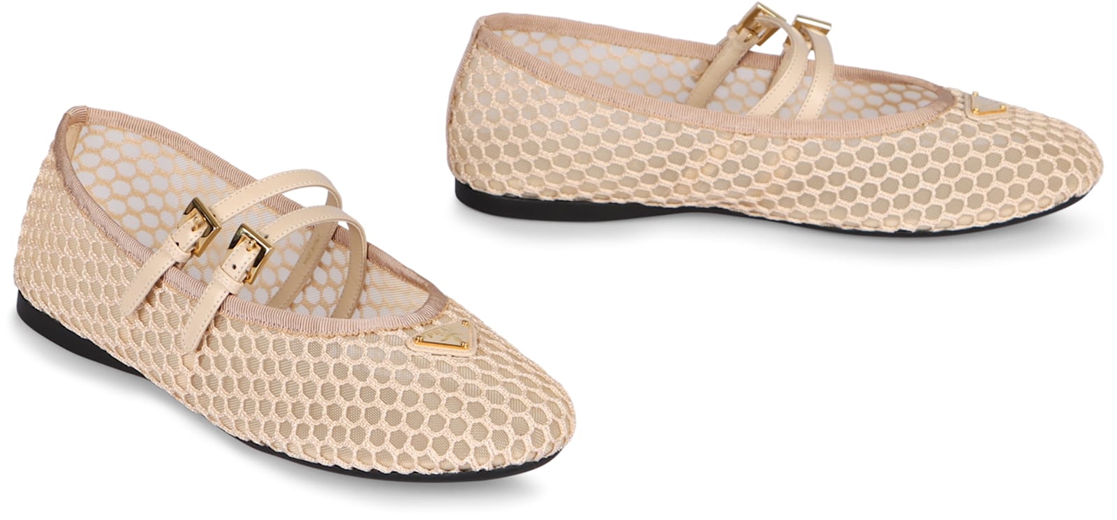Prada Fabric Ballet Flats With Logo