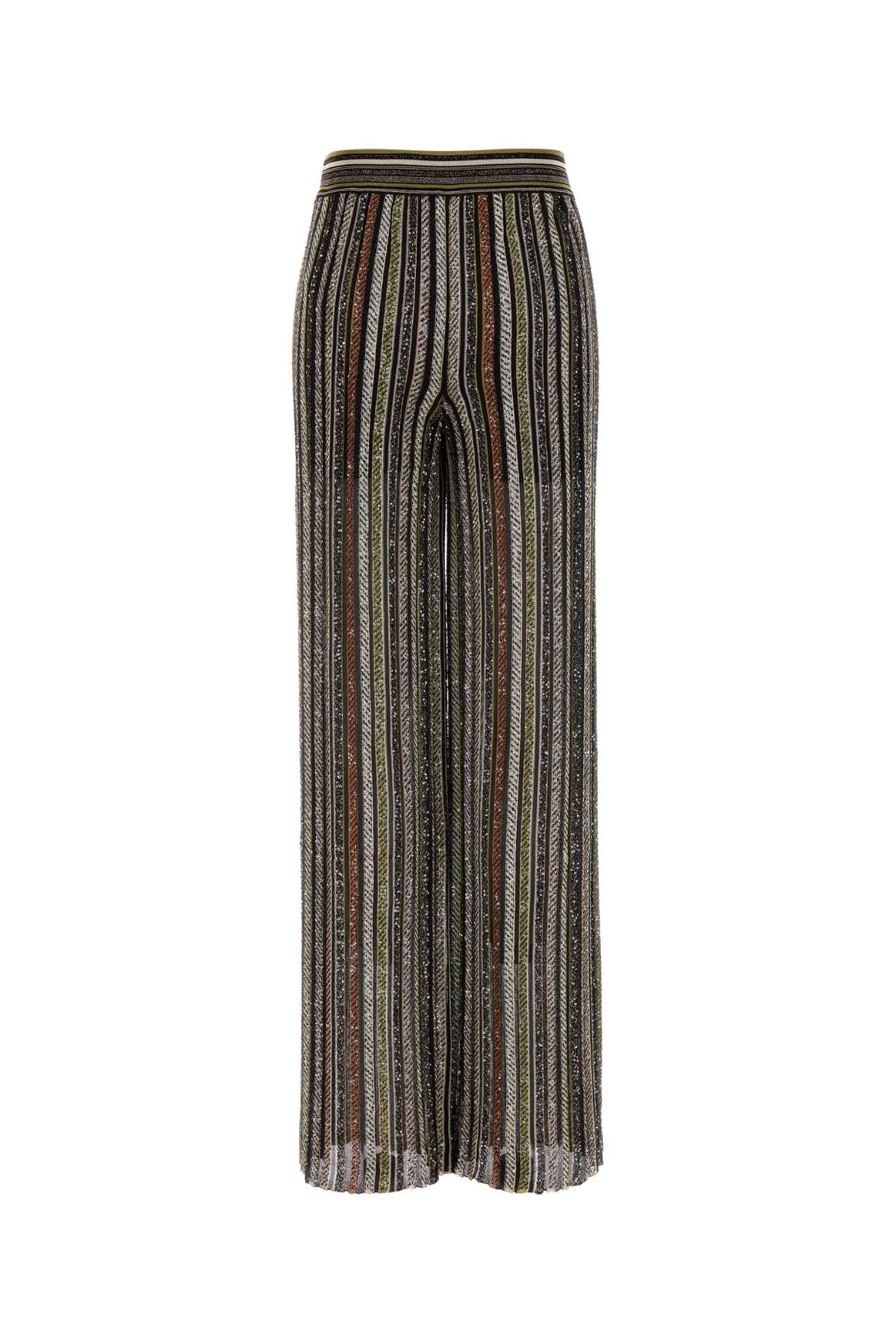 Missoni Pantalone In Misto Viscosa Stretch Ricamata Donna In Brown