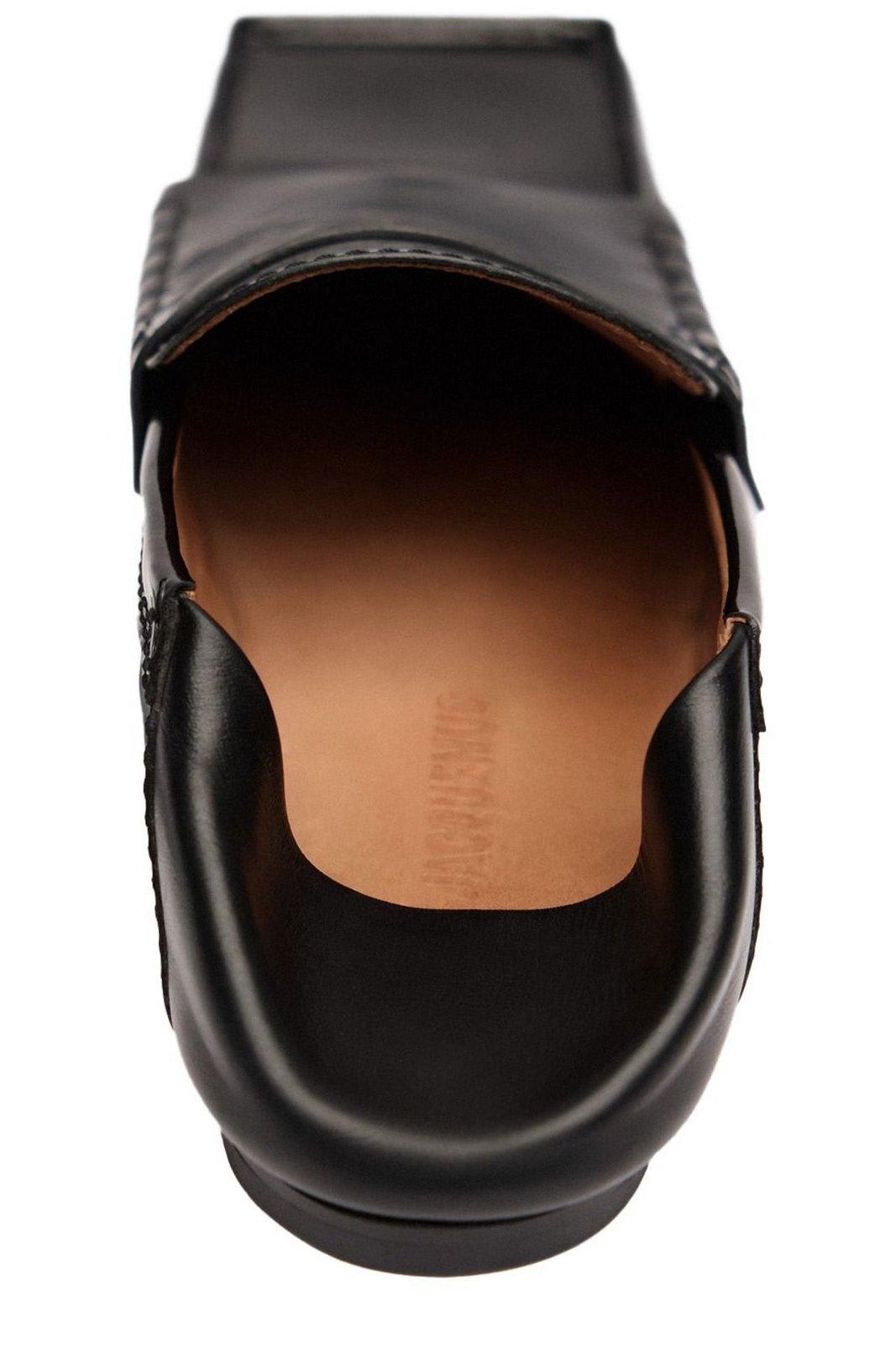 Shop Jacquemus Square-toe Flat Shoes In Black