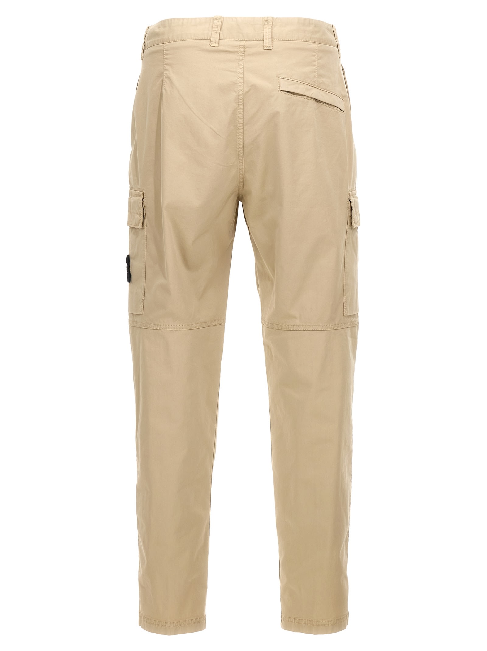 Shop Stone Island Logo Patch Cargo Pants In Beige