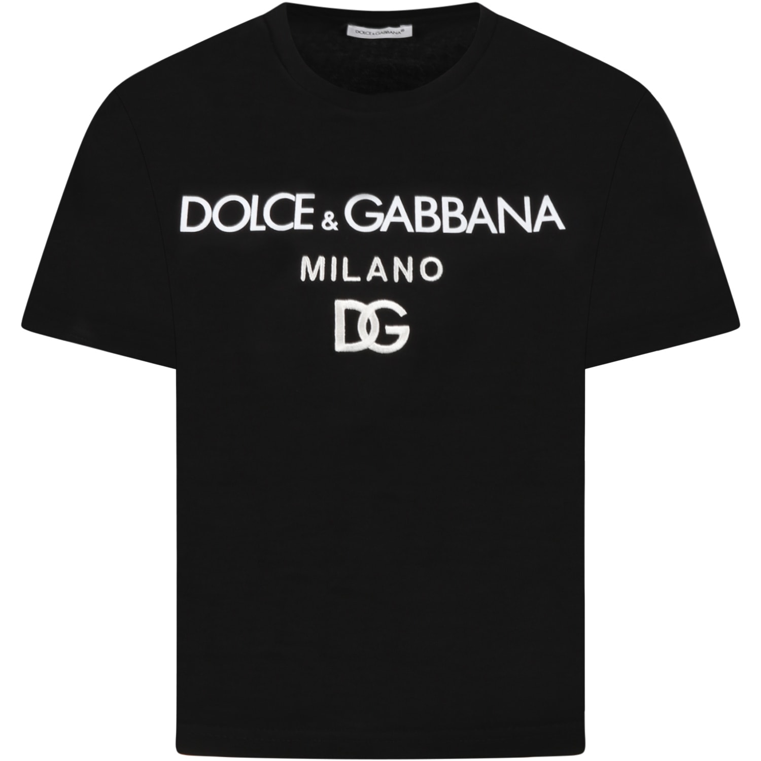 Dolce & Gabbana Black T-shirt For Kids With Logos