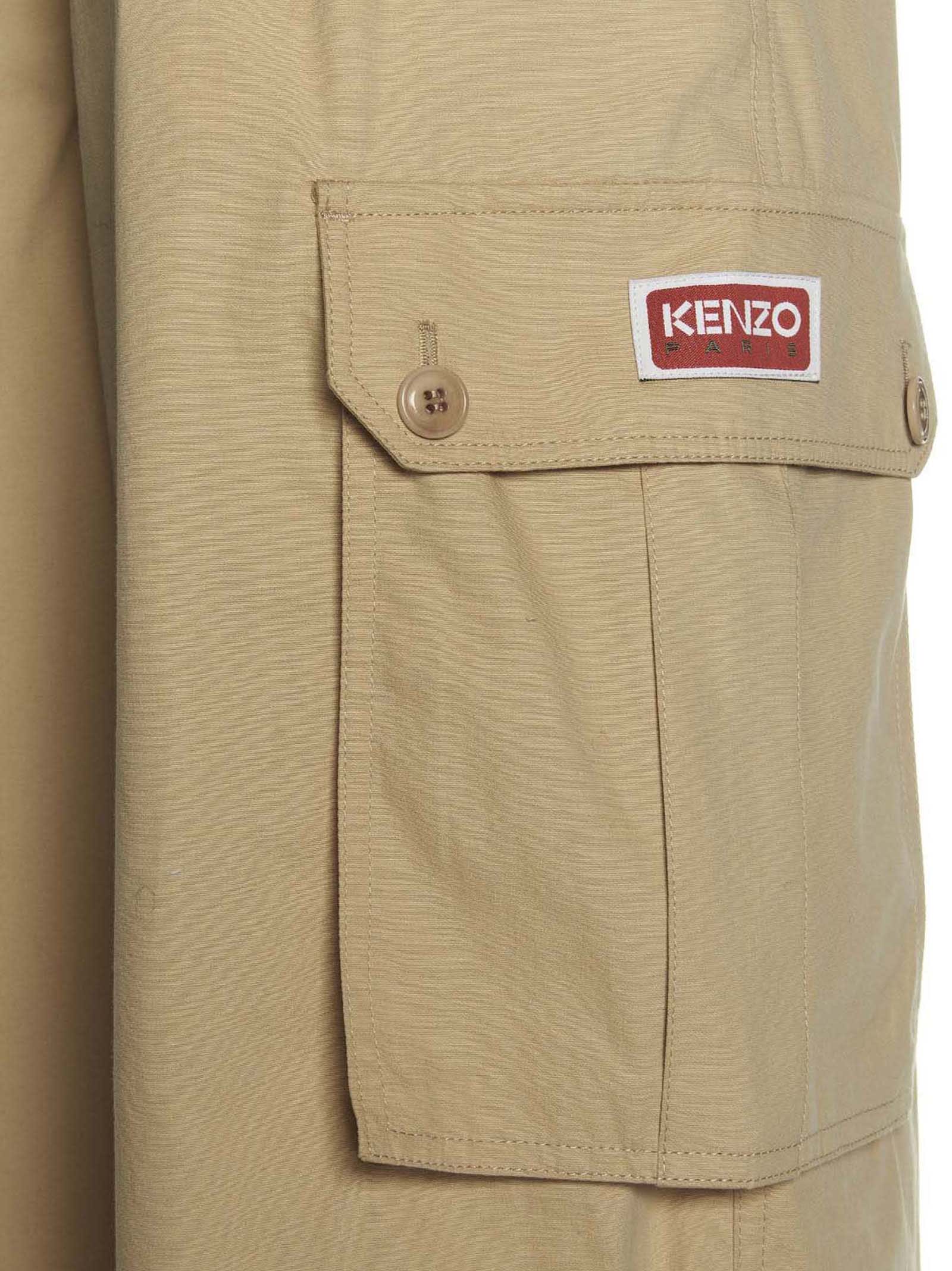 Shop Kenzo Cargo Pants With Braces In Beige
