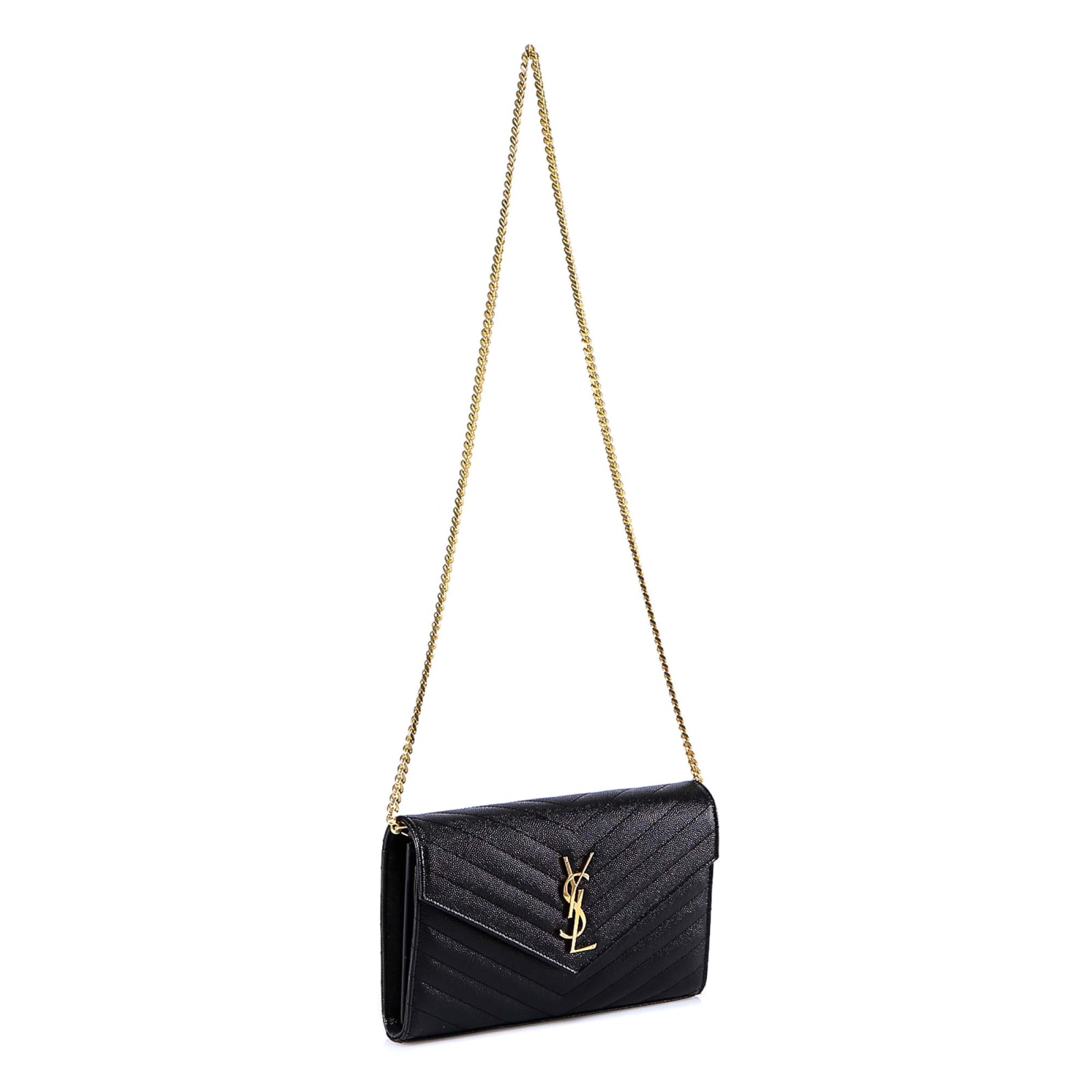 Shop Saint Laurent Monogram Shoulder Bag In Black