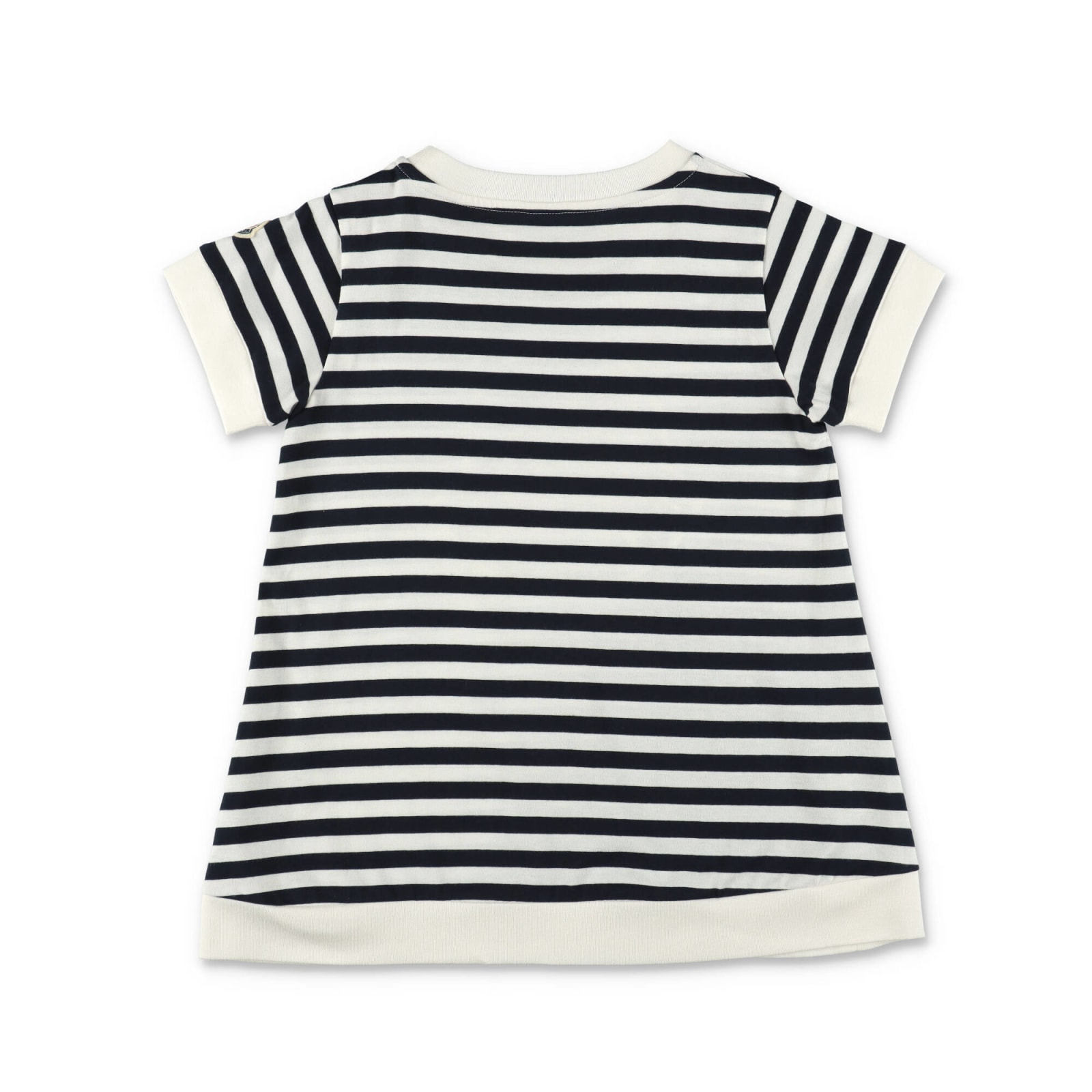 Shop Moncler T-shirt Blu E Bianca A Righe In Jersey Di Cotone Bambina