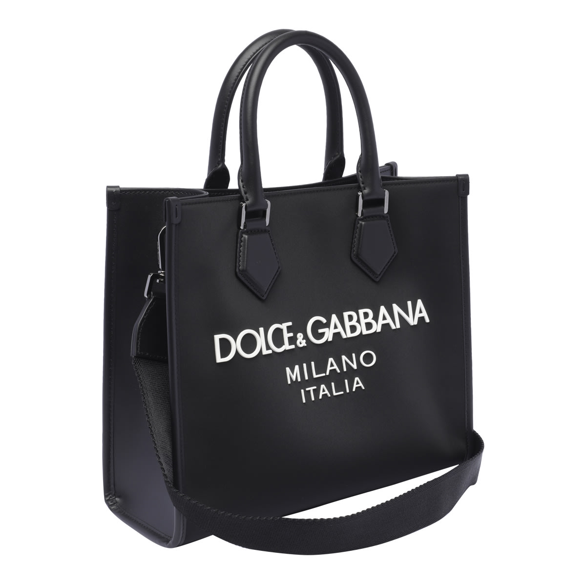 Shop Dolce & Gabbana Nylon Logo Shopping Bag In Black