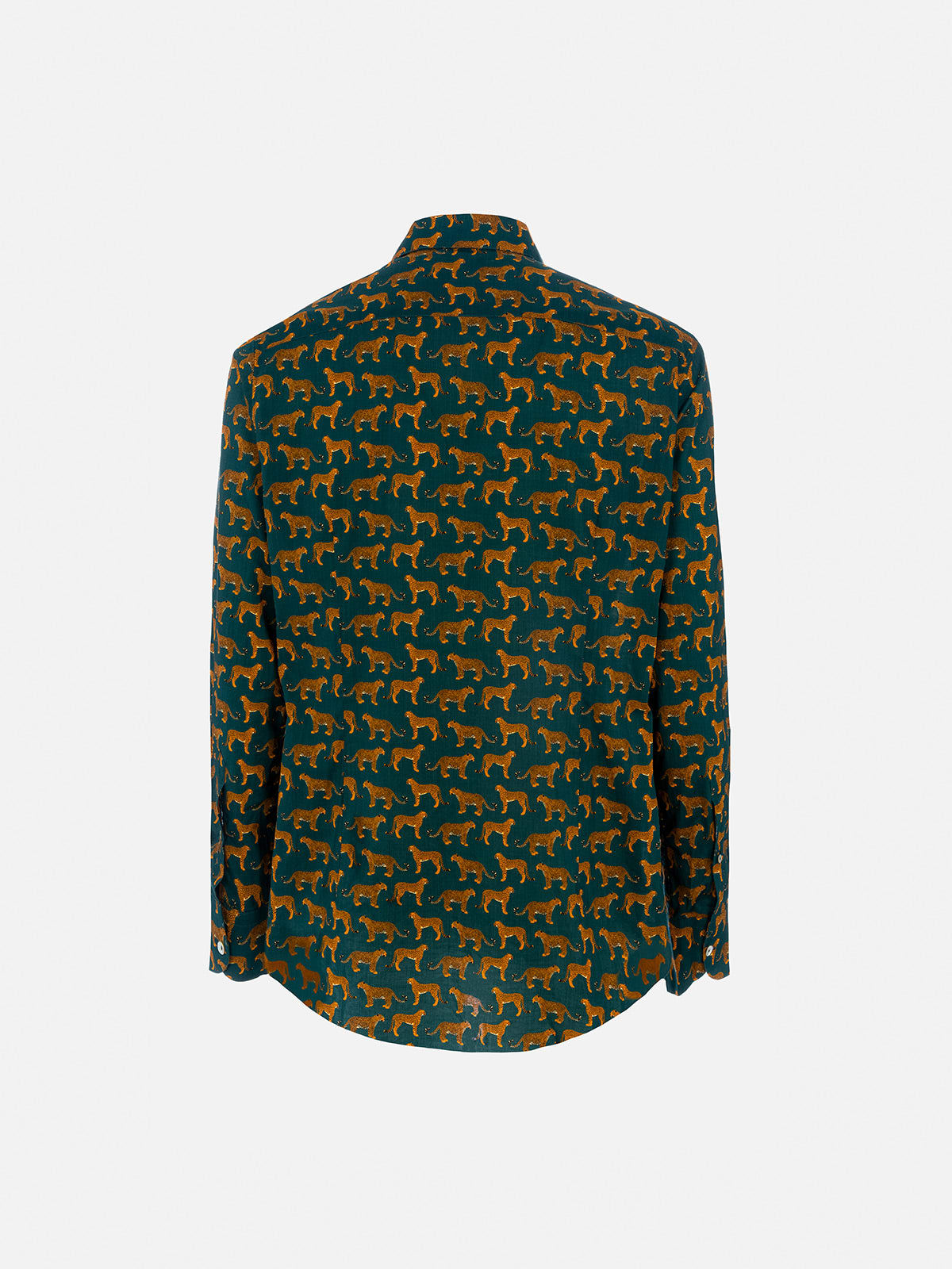 MC2 SAINT BARTH MAN MUSLIN COTTON SHIRT SIKELIA WITH CHEETA PRINT