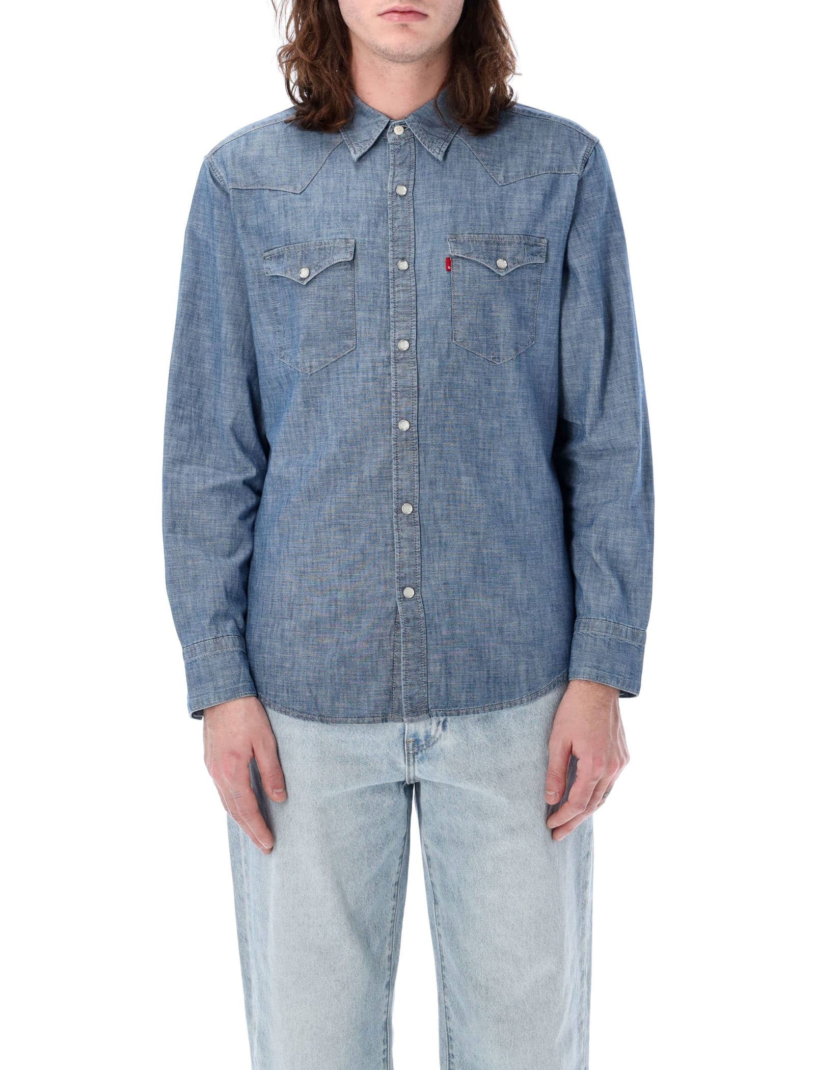Shop Levi's Barstow Western Shirt In Med Blue