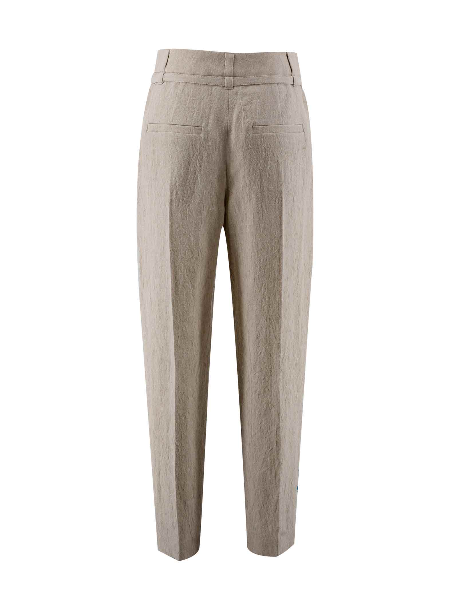 Shop Brunello Cucinelli Cropped Tapered Trousers  In Sand