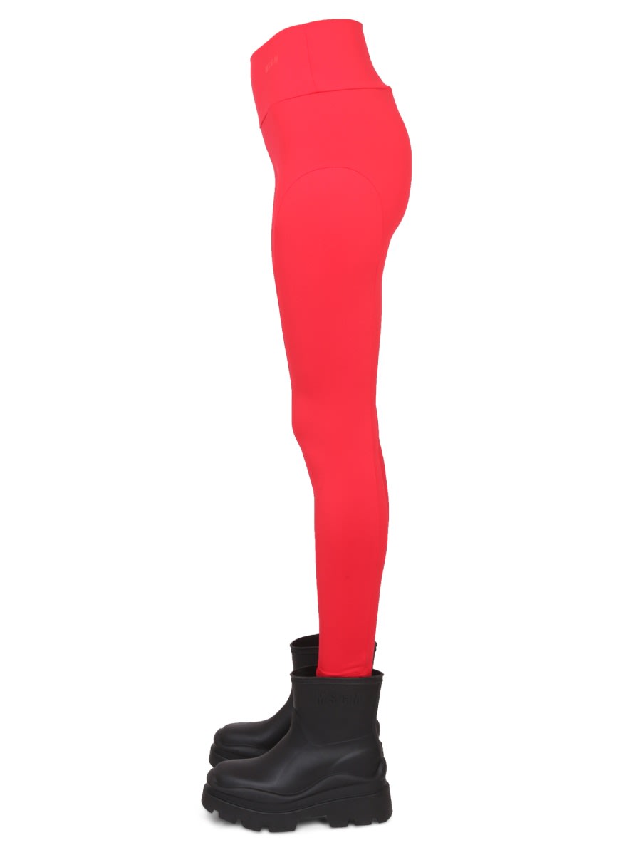 Shop Msgm Leggings With Logo In Red