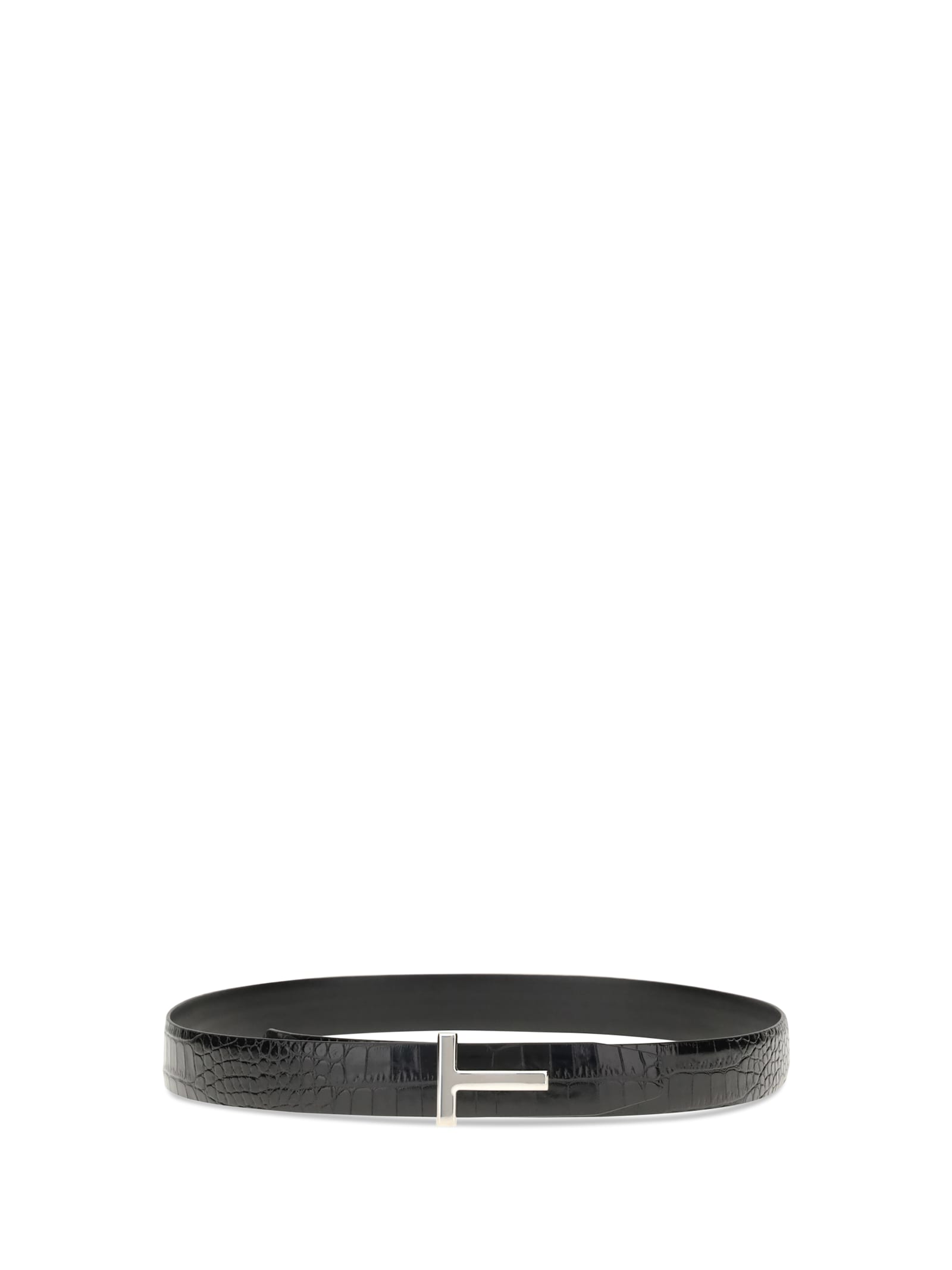 Tom Ford Croco Leather Belt In Black