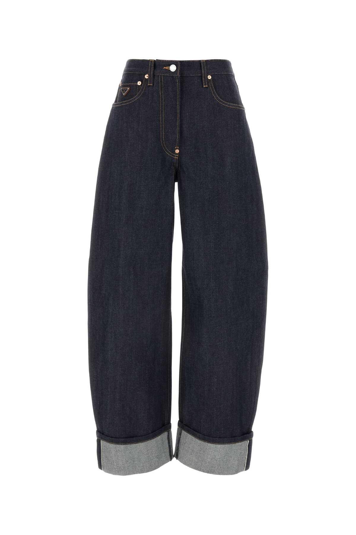 Shop Prada Denim Wide-leg Jeans In Bleu