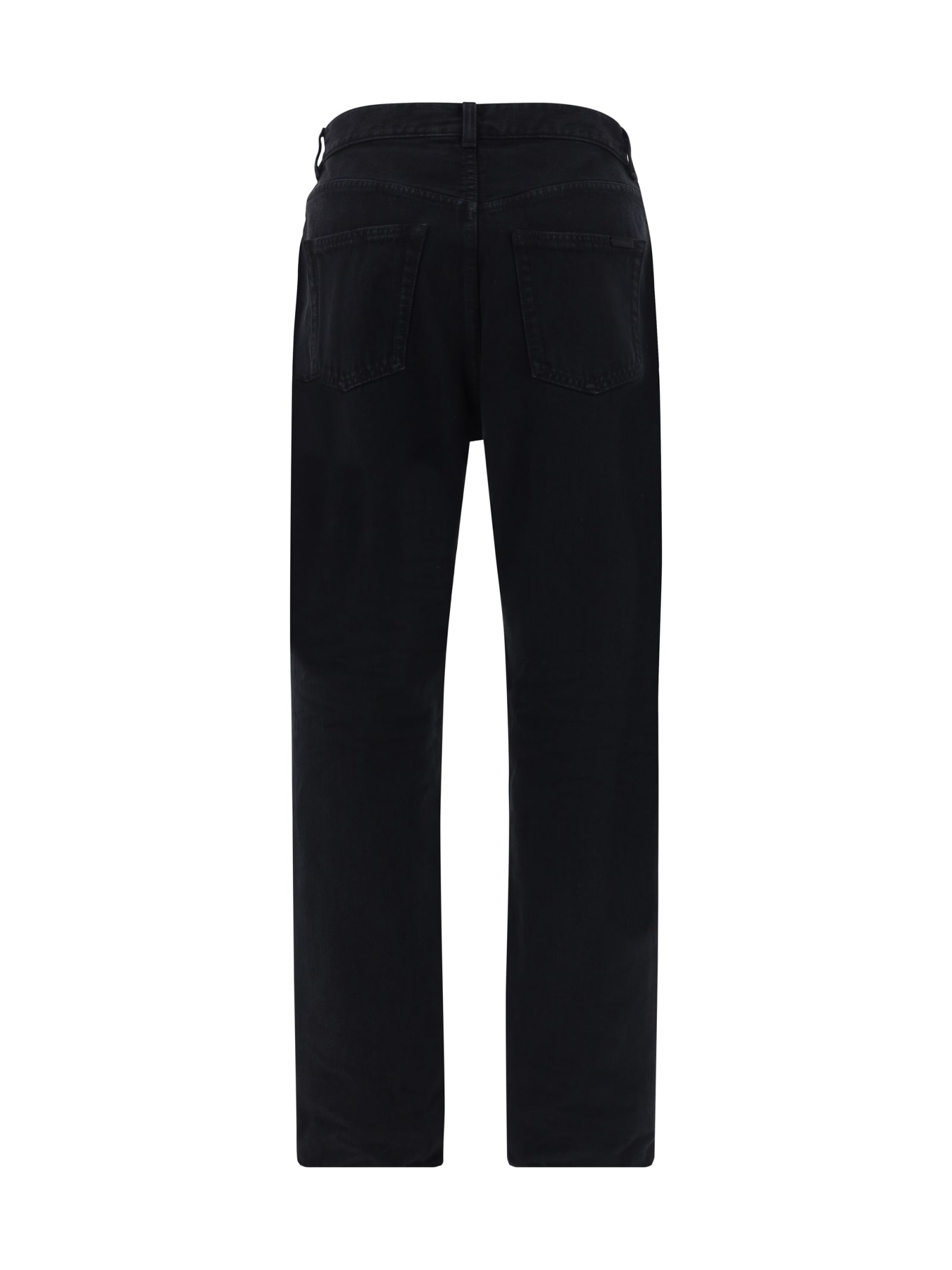 Shop Saint Laurent Vanessa Denim Pants In Plain Carbon Black