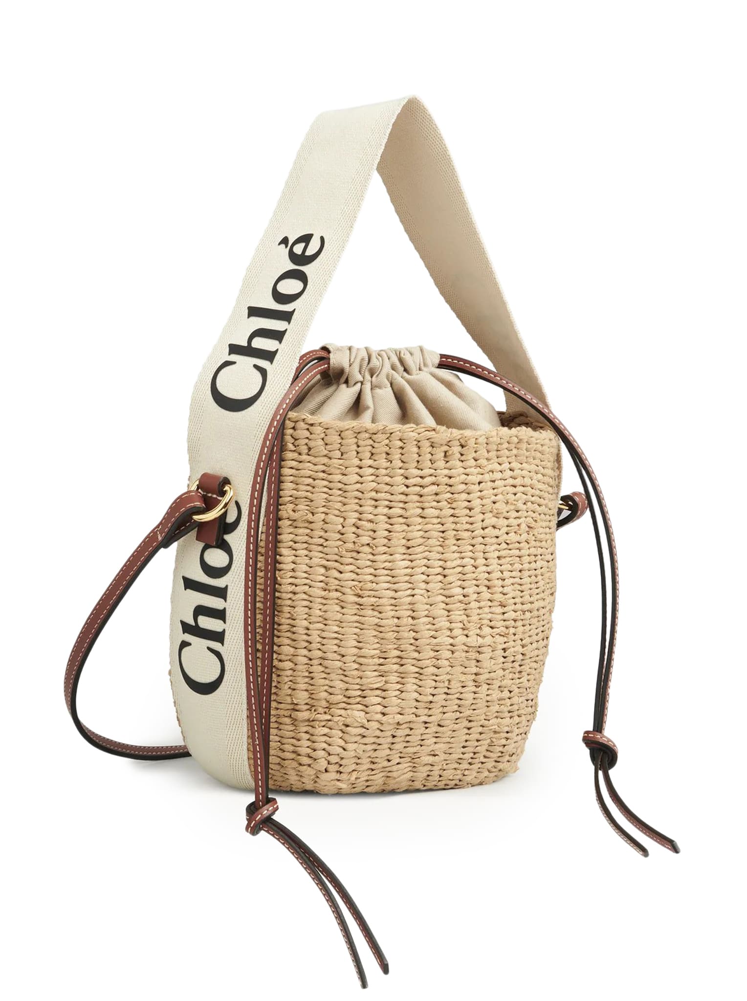 Chloé Woody Small Basket Bag In Natural Fibers