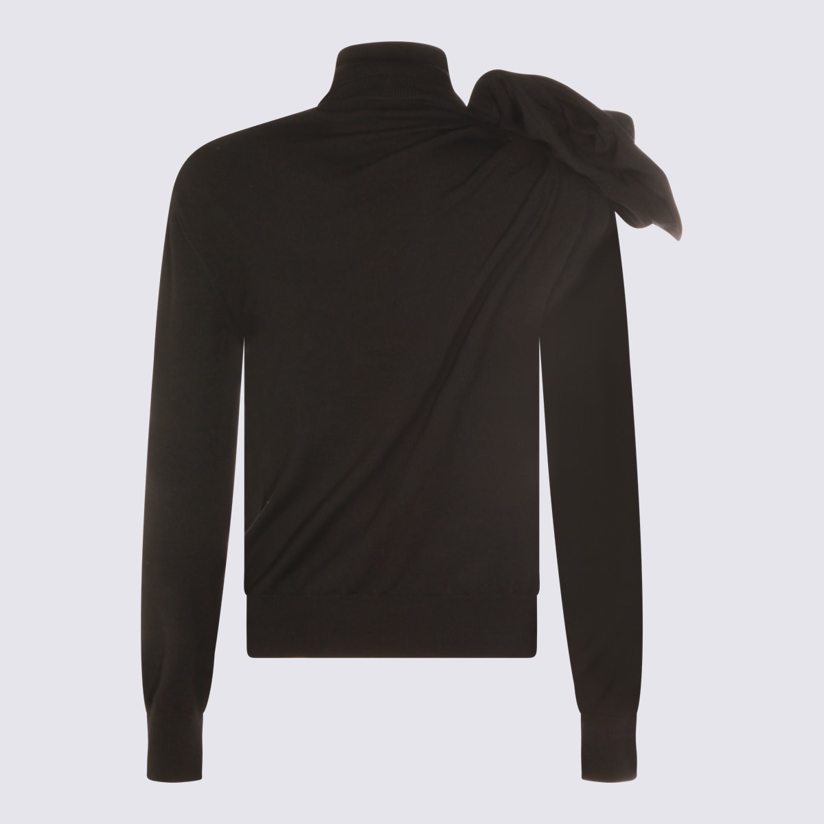 Moschino Black Turtleneck Sweater With Flower Detail In Black