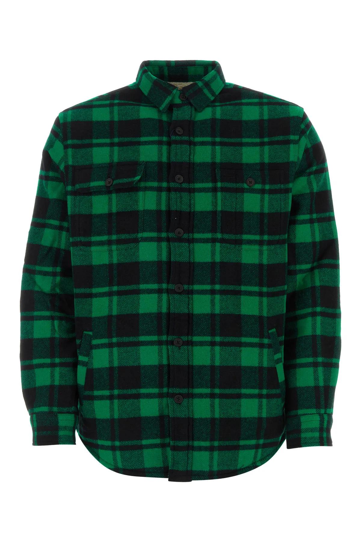 Shop Ralph Lauren Printed Wool Blend Shirt In Green/black
