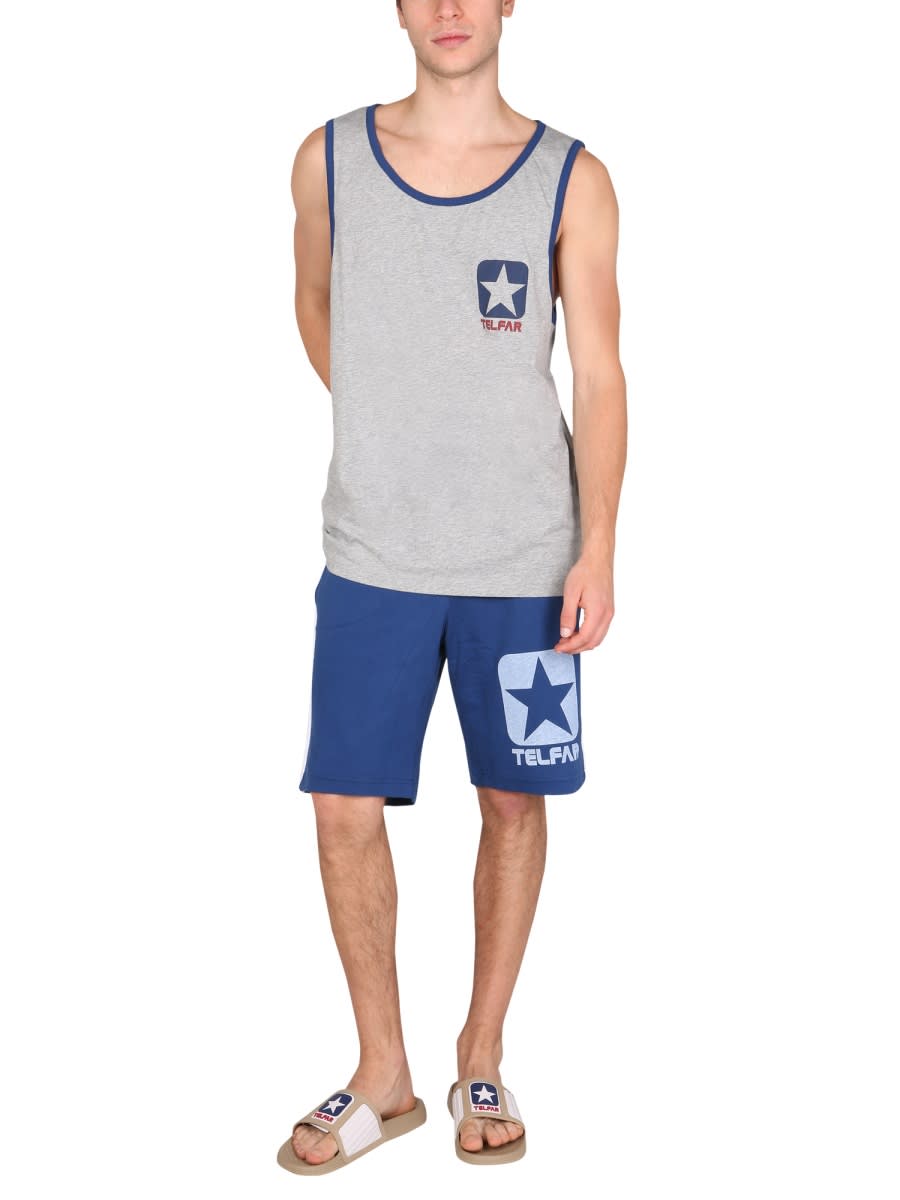Shop Telfar Cotton Sweat Shorts Bermuda In Blue
