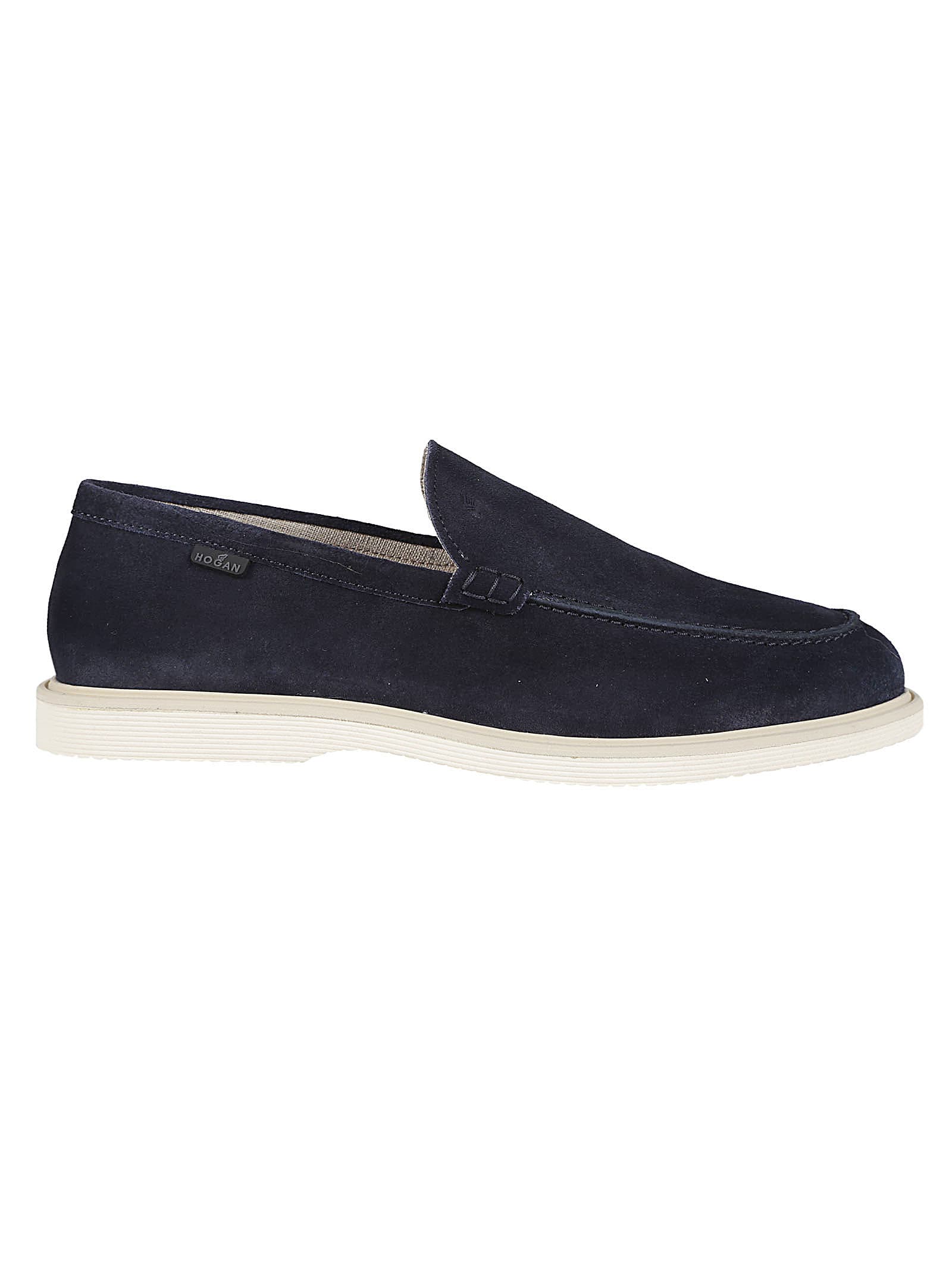 Shop Hogan H633 Millerighe Loafers In Blu Tuareg