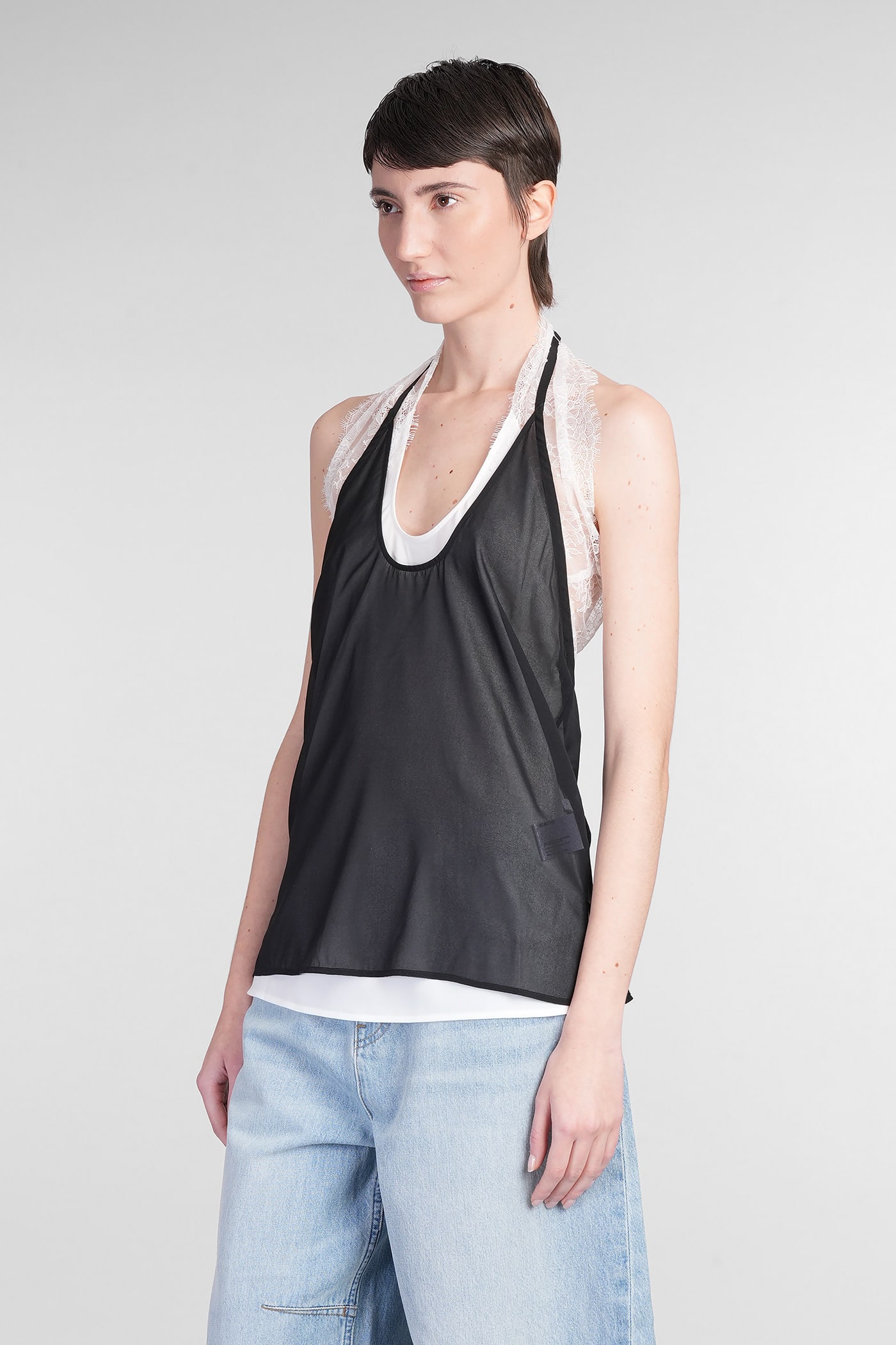 Helmut Lang Lace Dancer Halter Top In Black