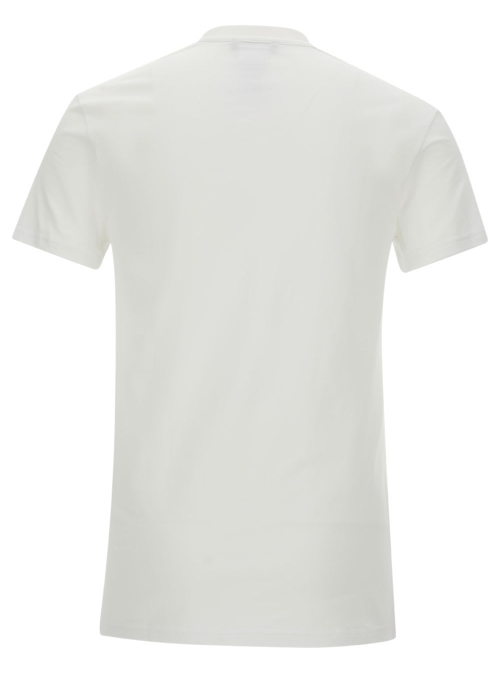Shop Versace White T-shirt With Front Logo Print In Stretch Cotton Man