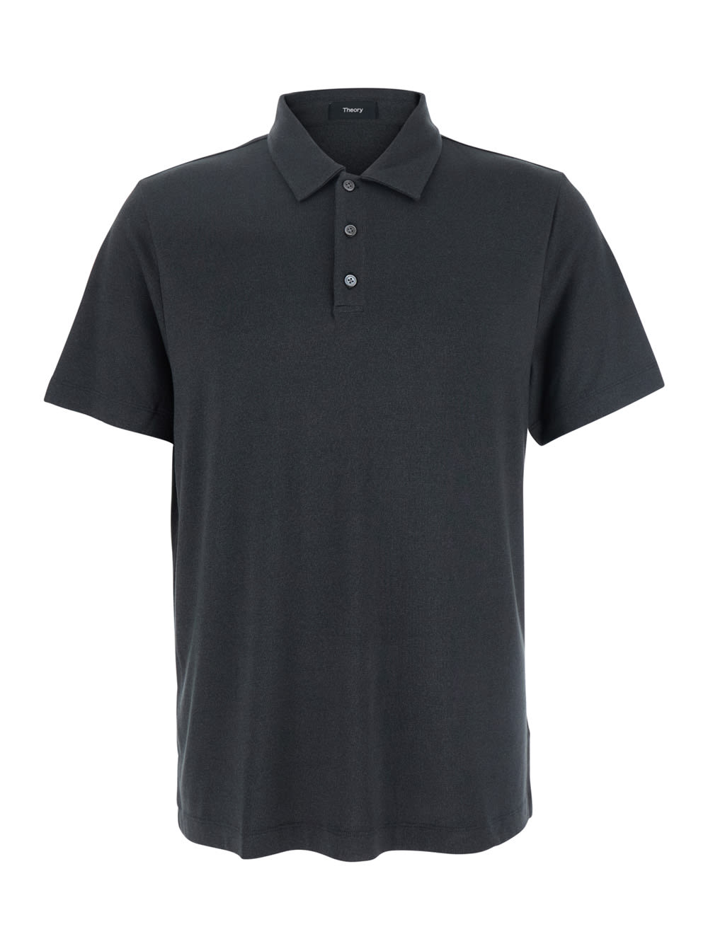 Black Polo Shirt With Classic Collar And Front Button Closure In Cotton Man