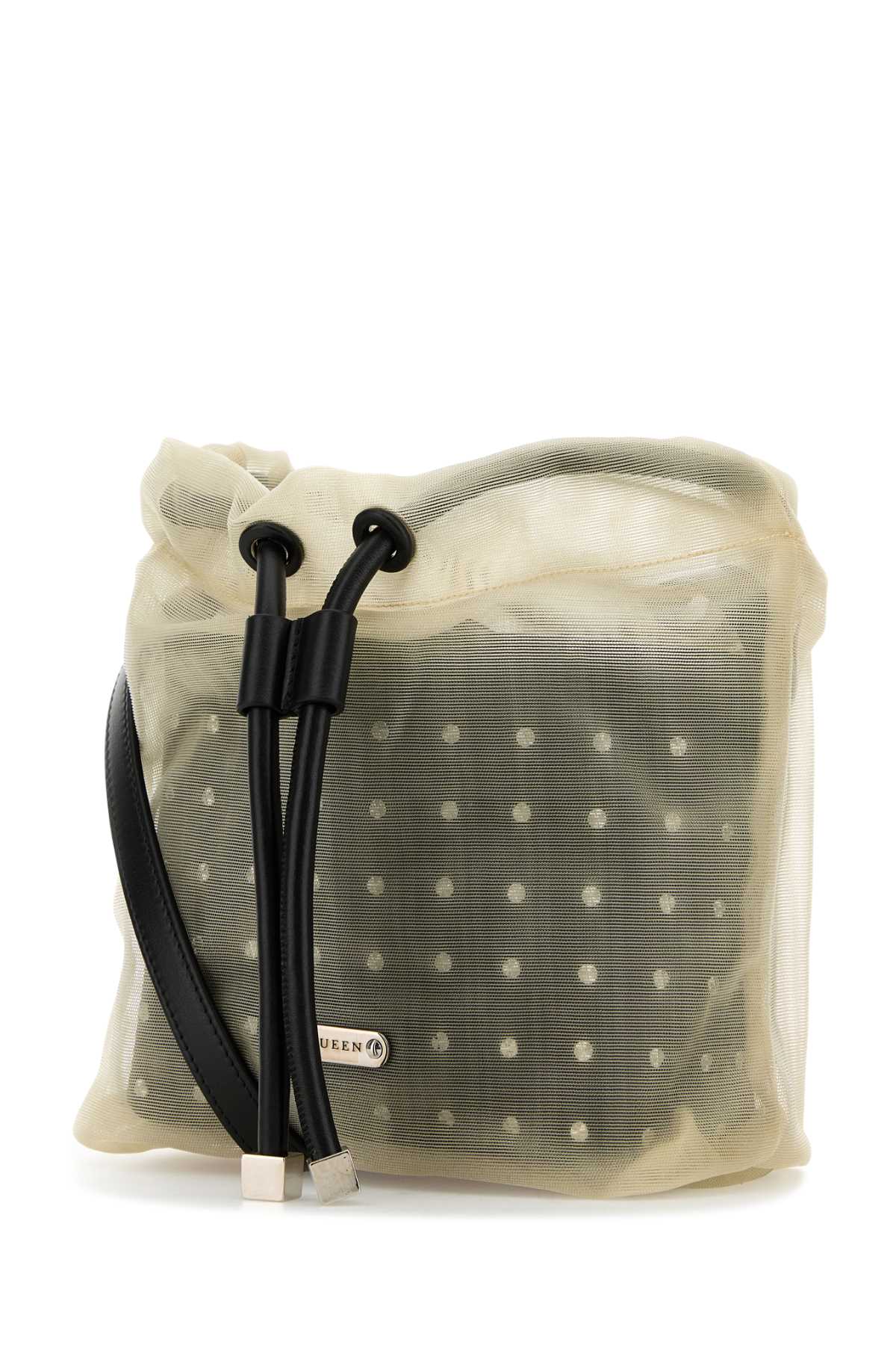 Alexander Mcqueen Women Two-tone Leather And Tulle Nebula Crossbody Bag In Blacksilver
