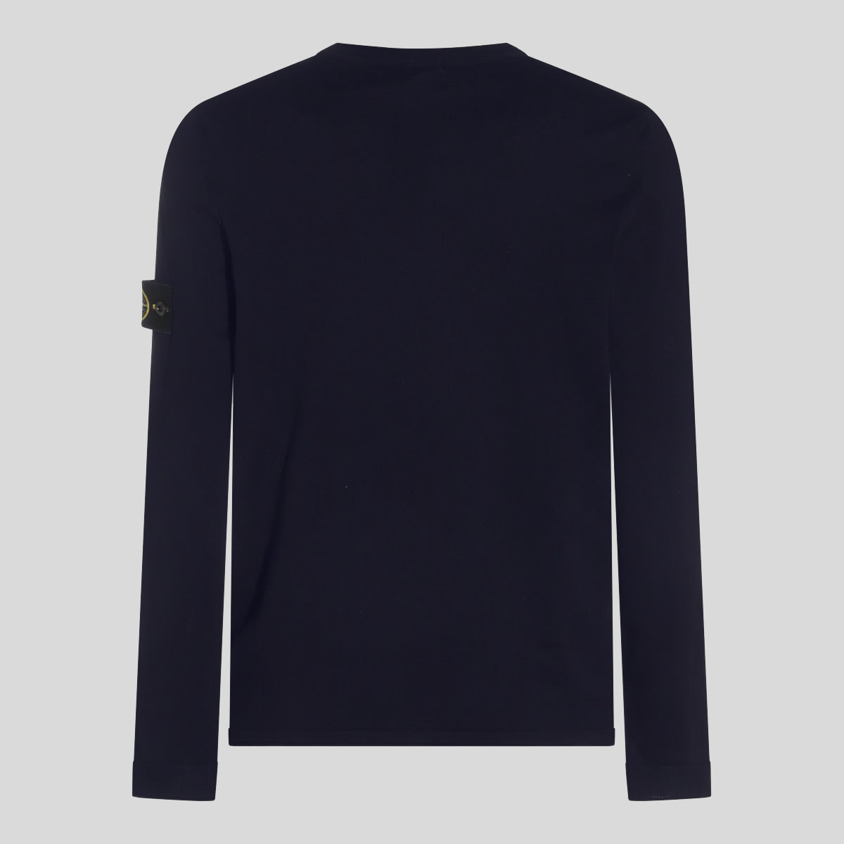 Stone Island Cotton Sweatshirt With Logo Embroidery On The Left Sleeve In Navy Blue