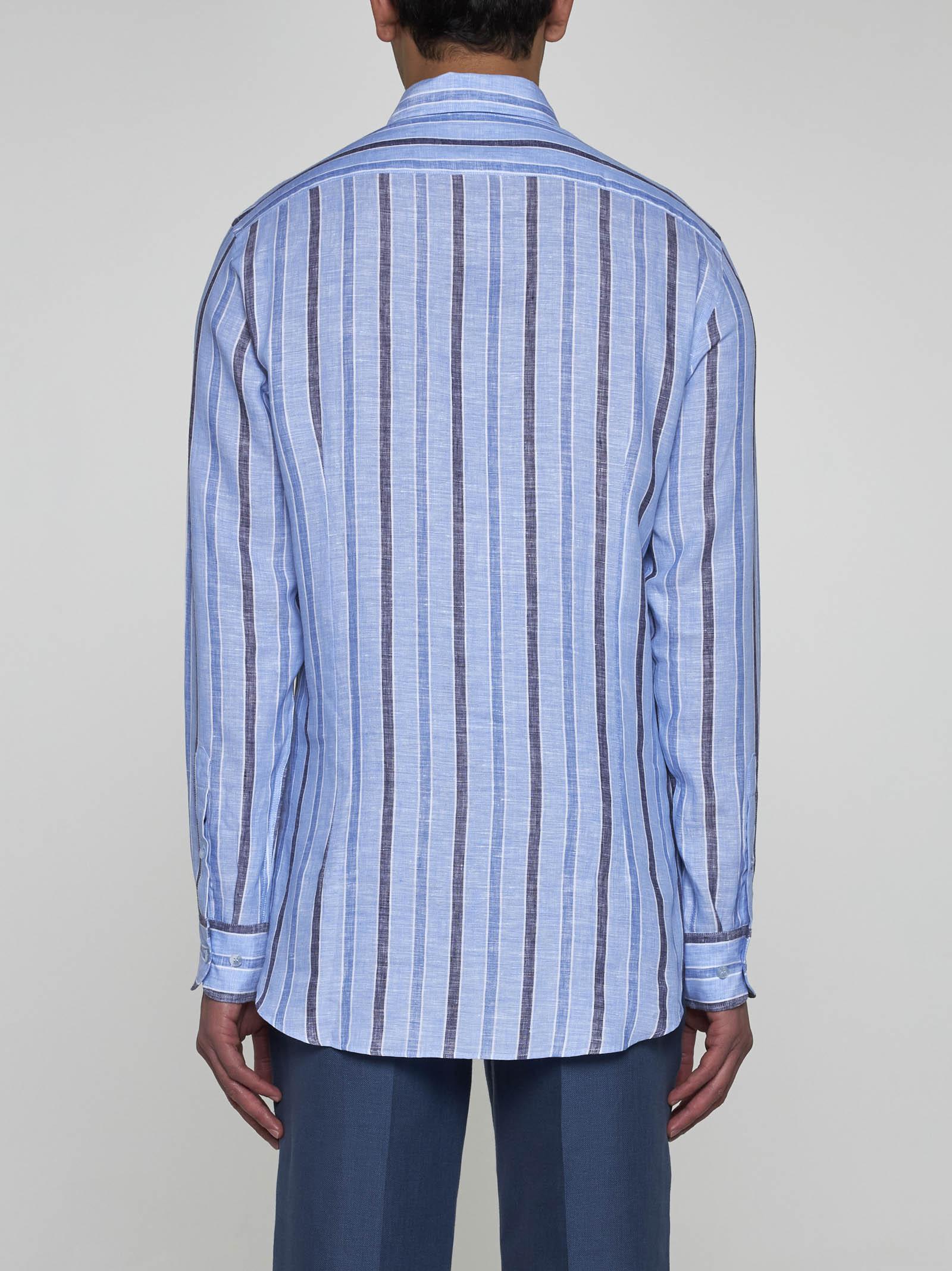 Shop Etro Striped Cotton Shirt In Clear Blue