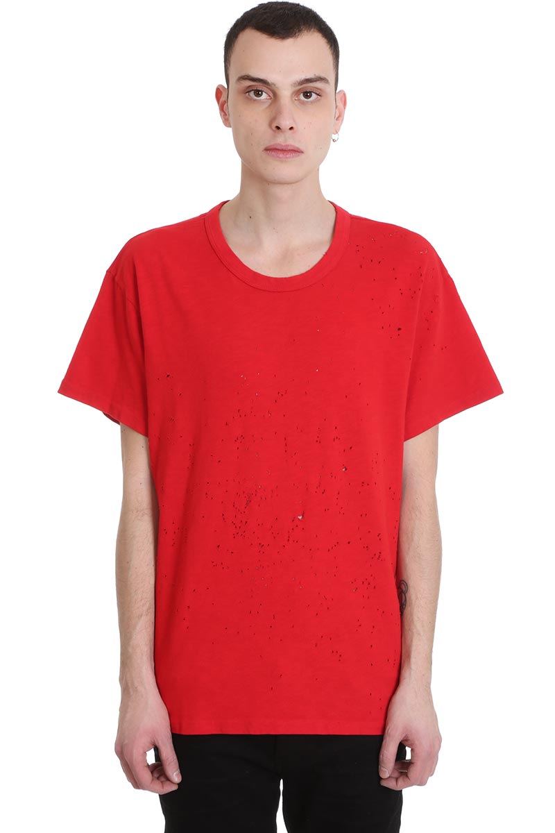 AMIRI T-SHIRT IN RED COTTON,11219655