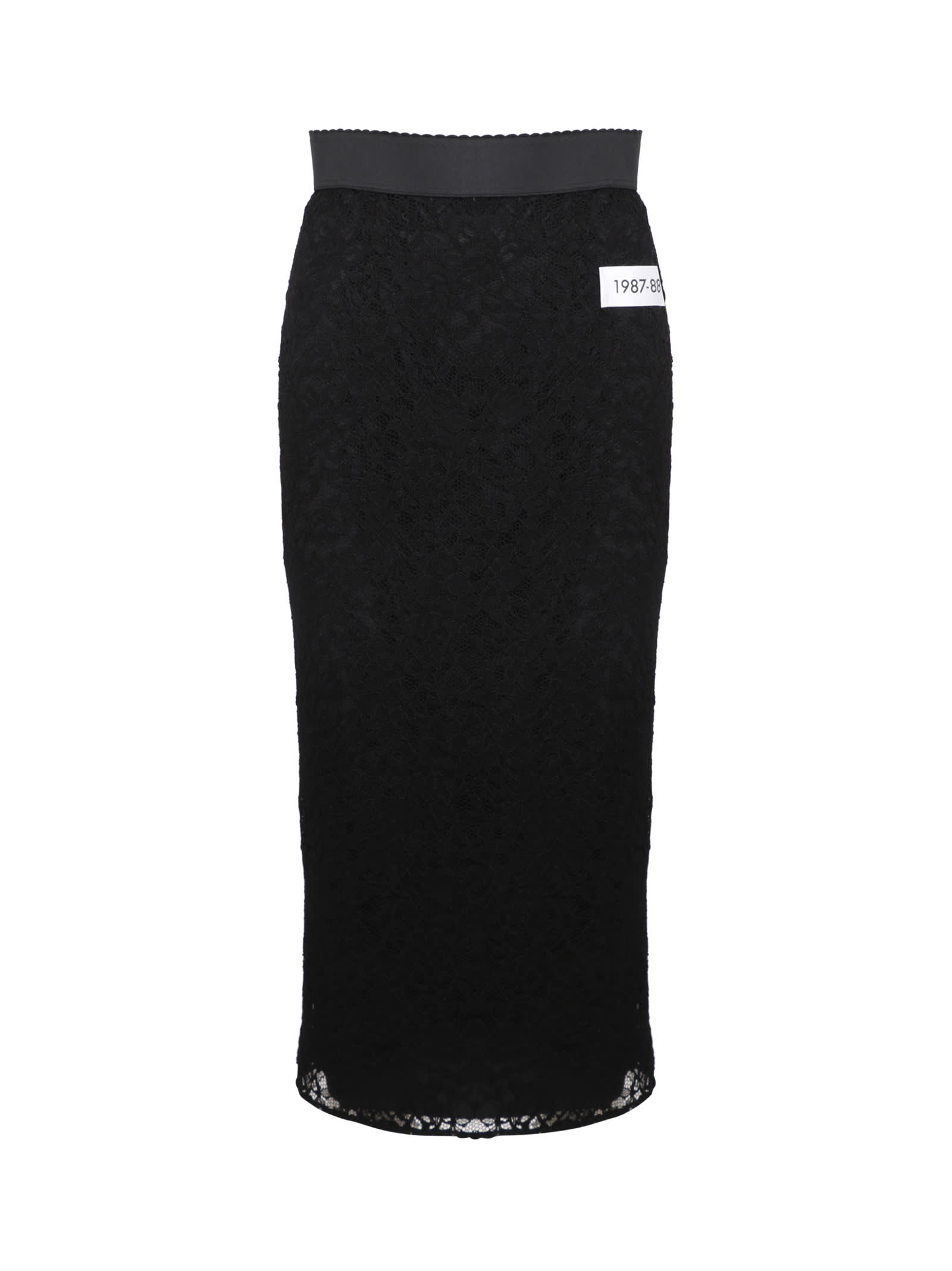 Dolce & Gabbana X Kim Kardashian Lace Midi Skirt In Black
