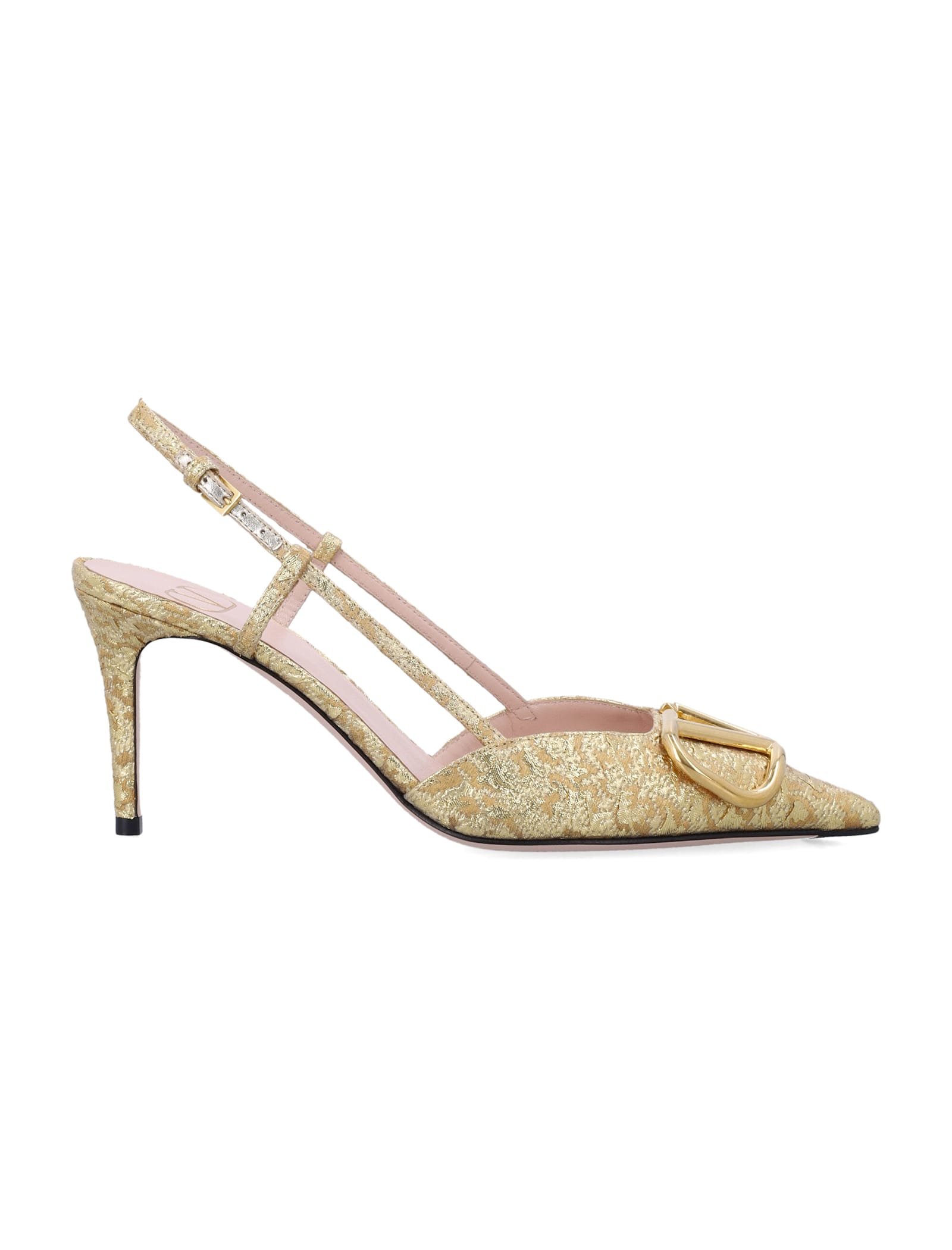 Valentino Garavani V Logo Sling Back In Gold